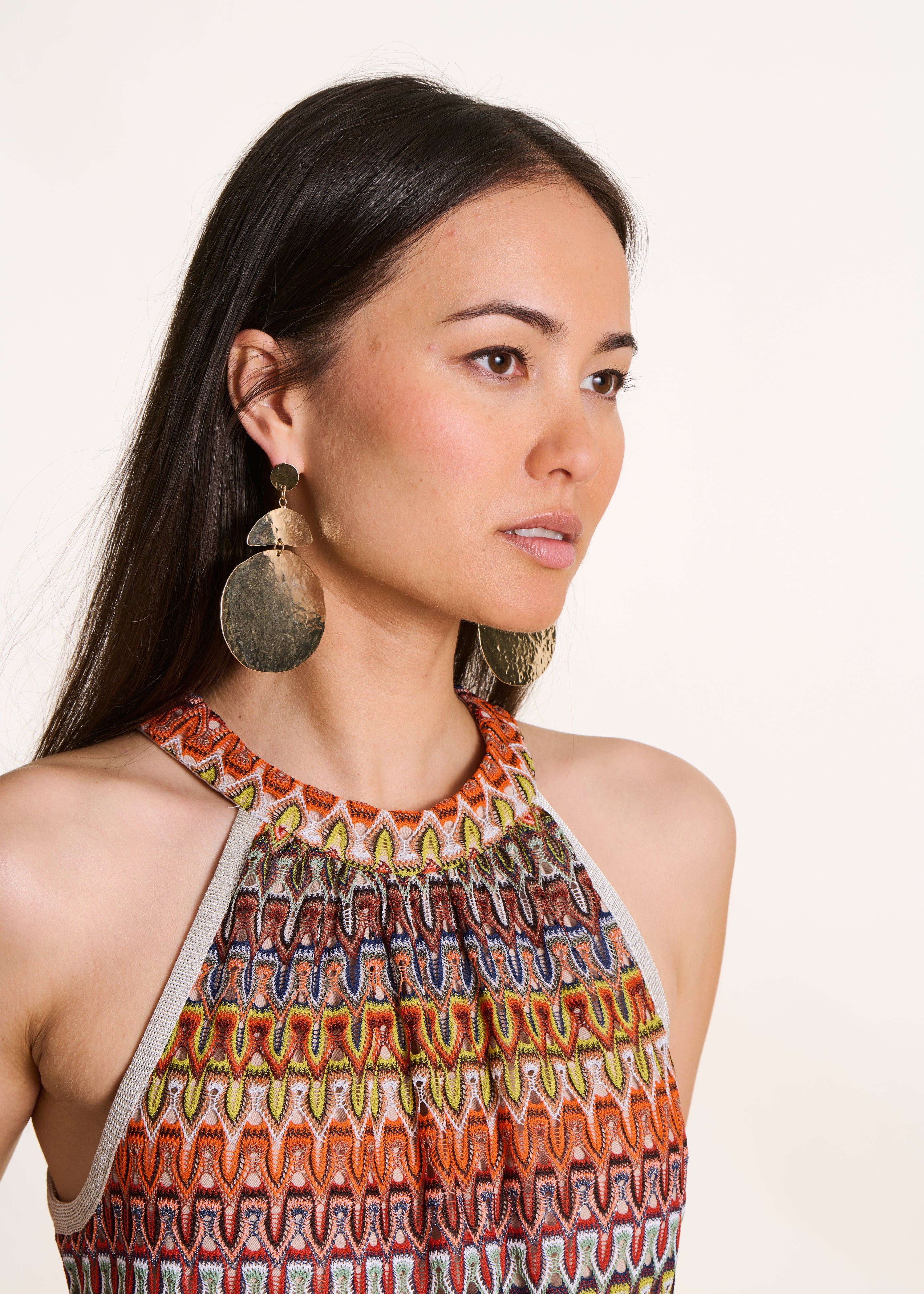 Robe longue sans manches en crochet orange