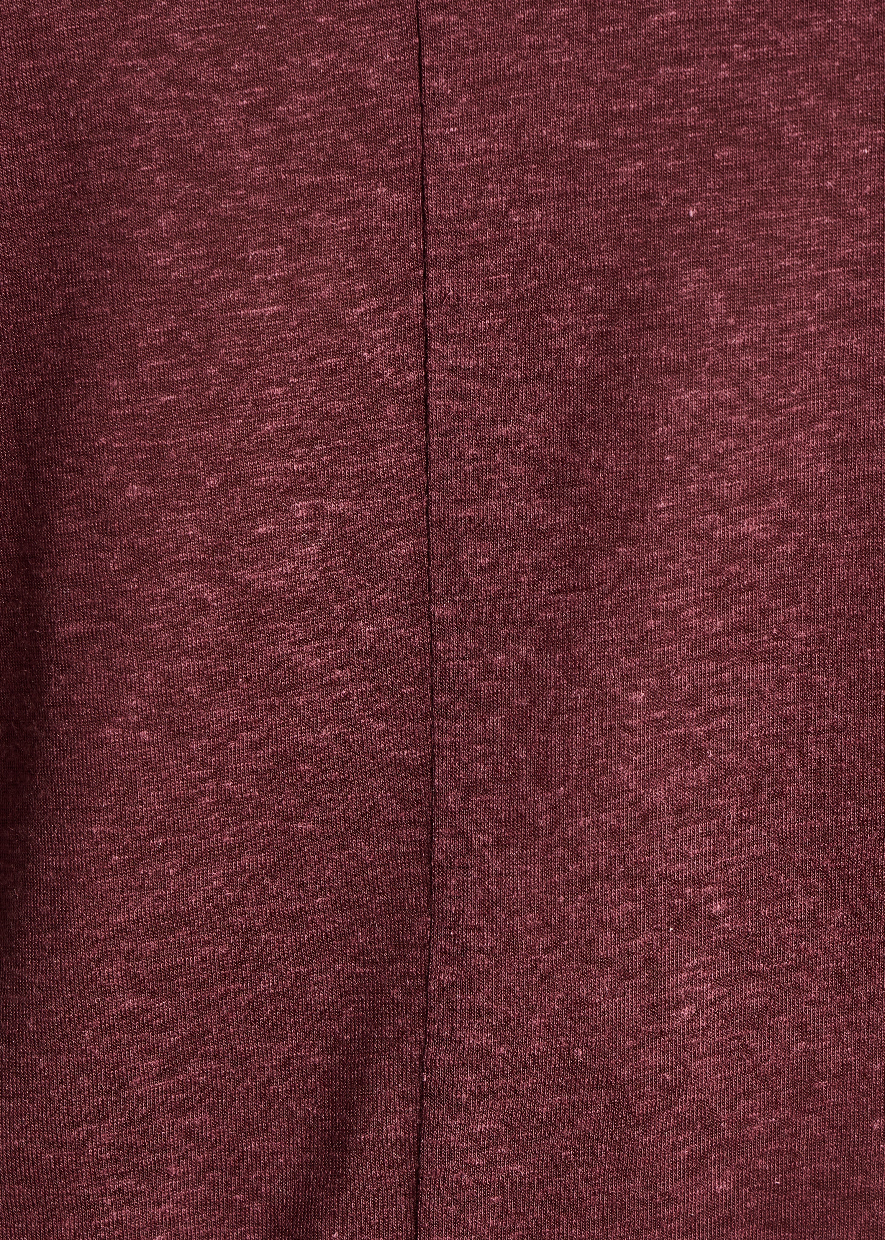 Brown straight T-shirt with round neck in lyocell and linen