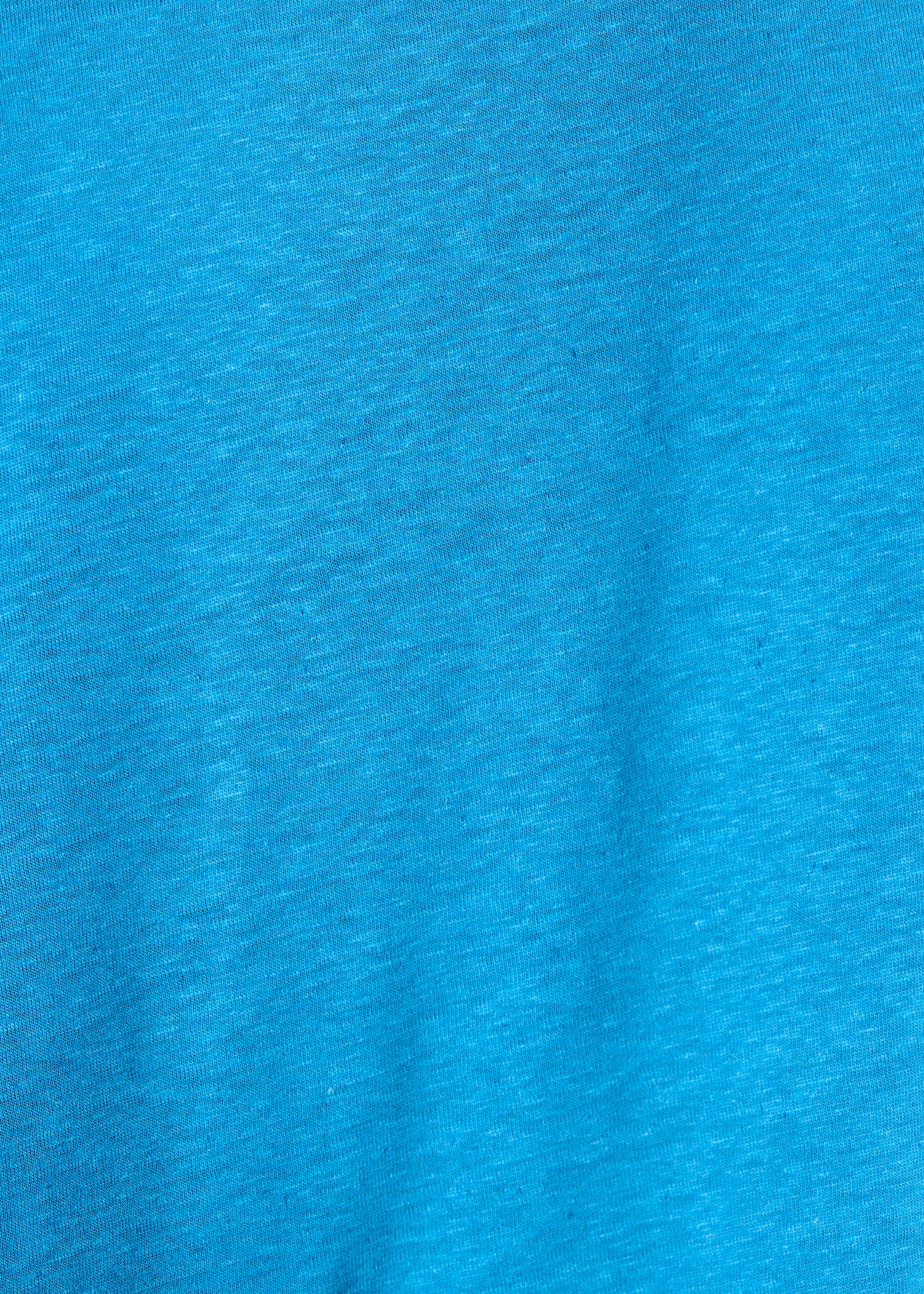Light blue straight T-shirt with round neck in lyocell and linen