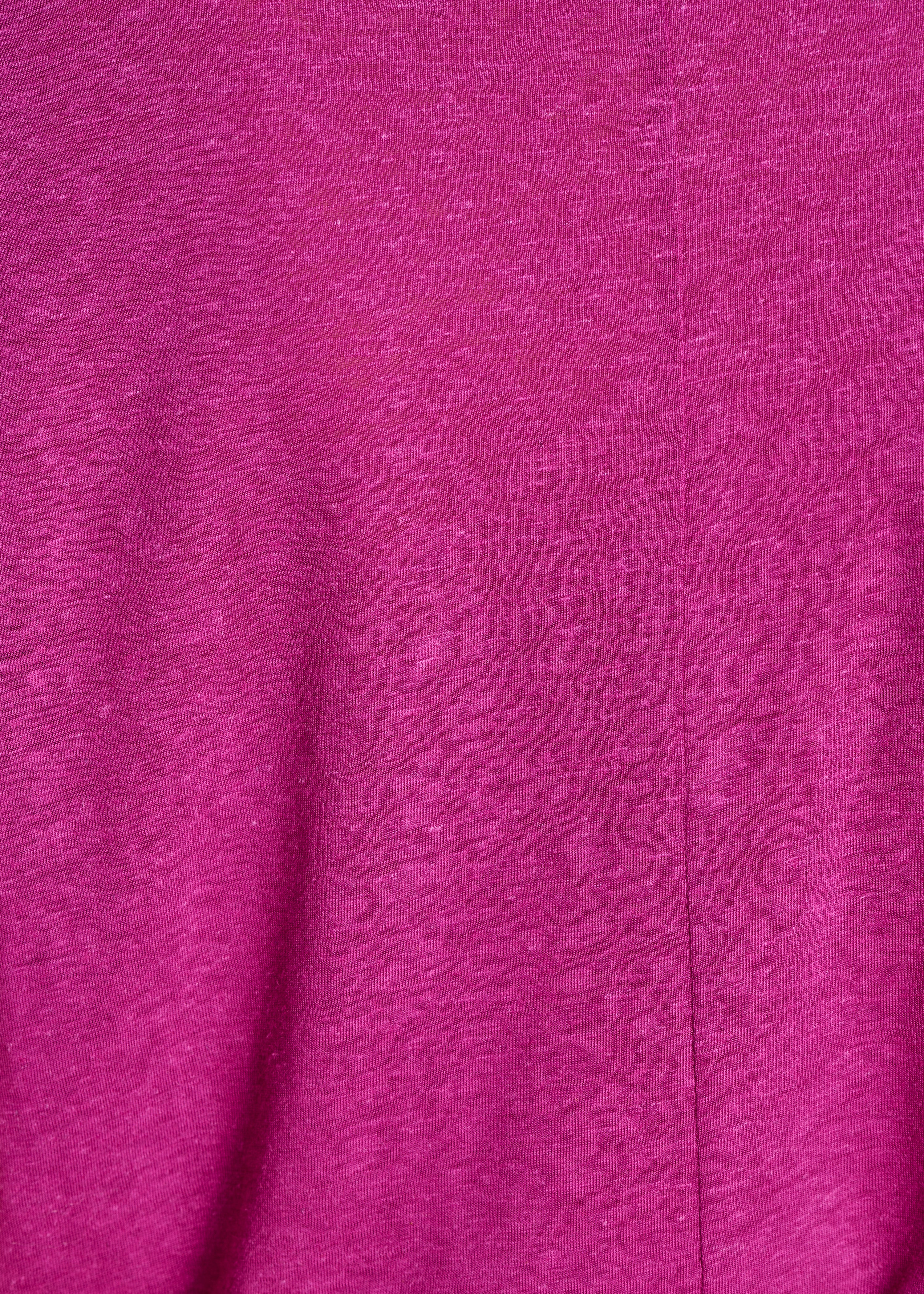 T-shirt droit rose fuchsia col rond en lyocell lin