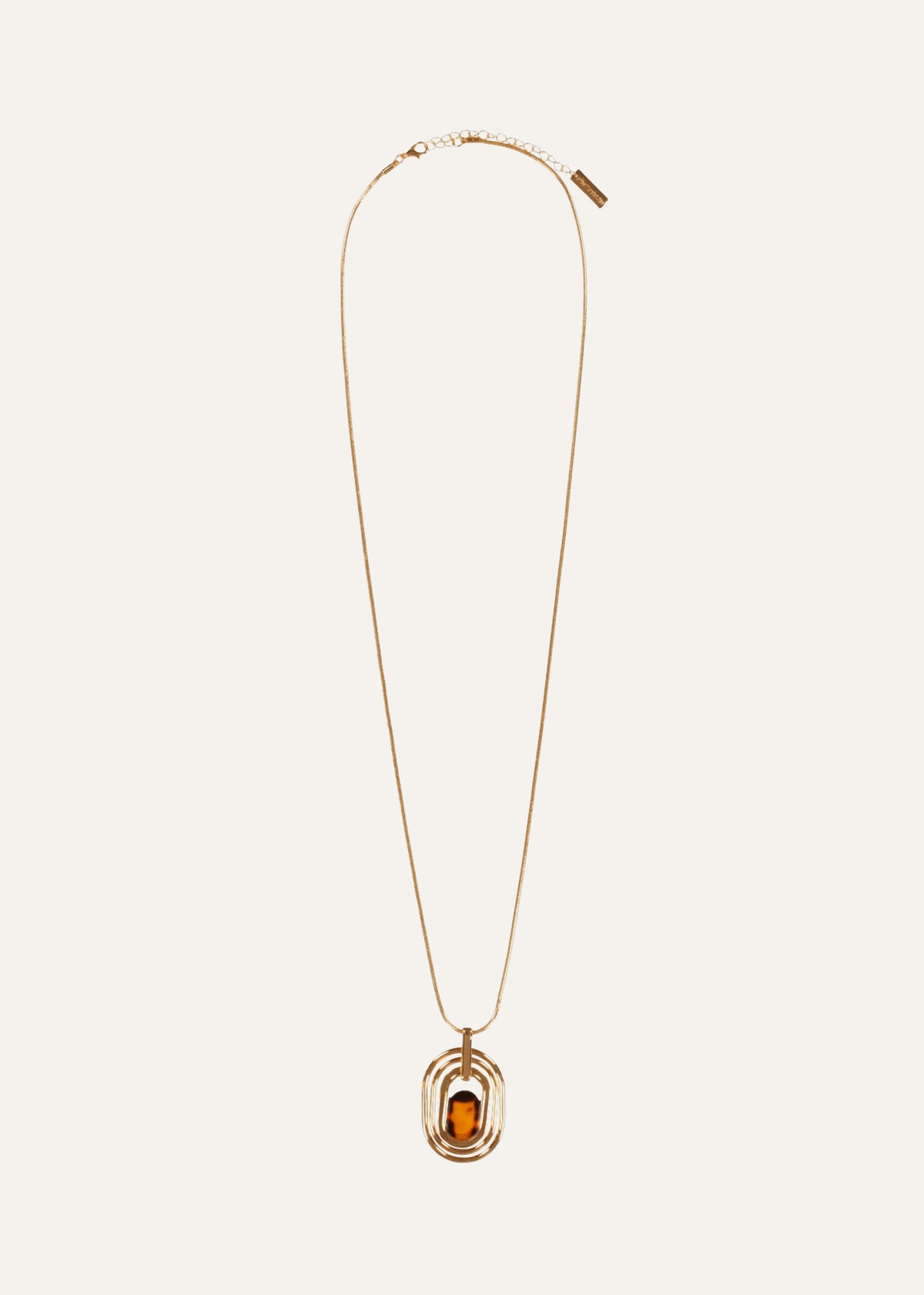 Collier sautoir doré avec résine bicolore doré et marron