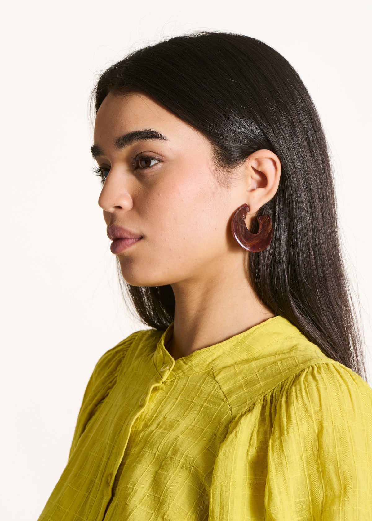 Brown resin hoop earrings