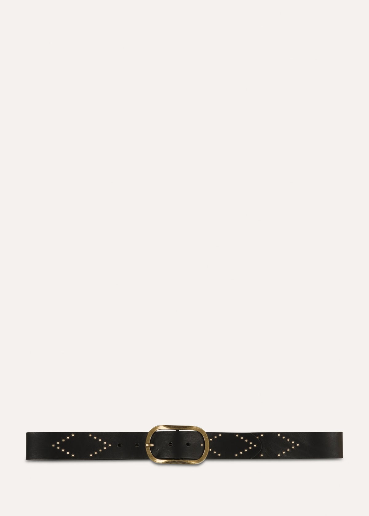 Black leather belt with studs