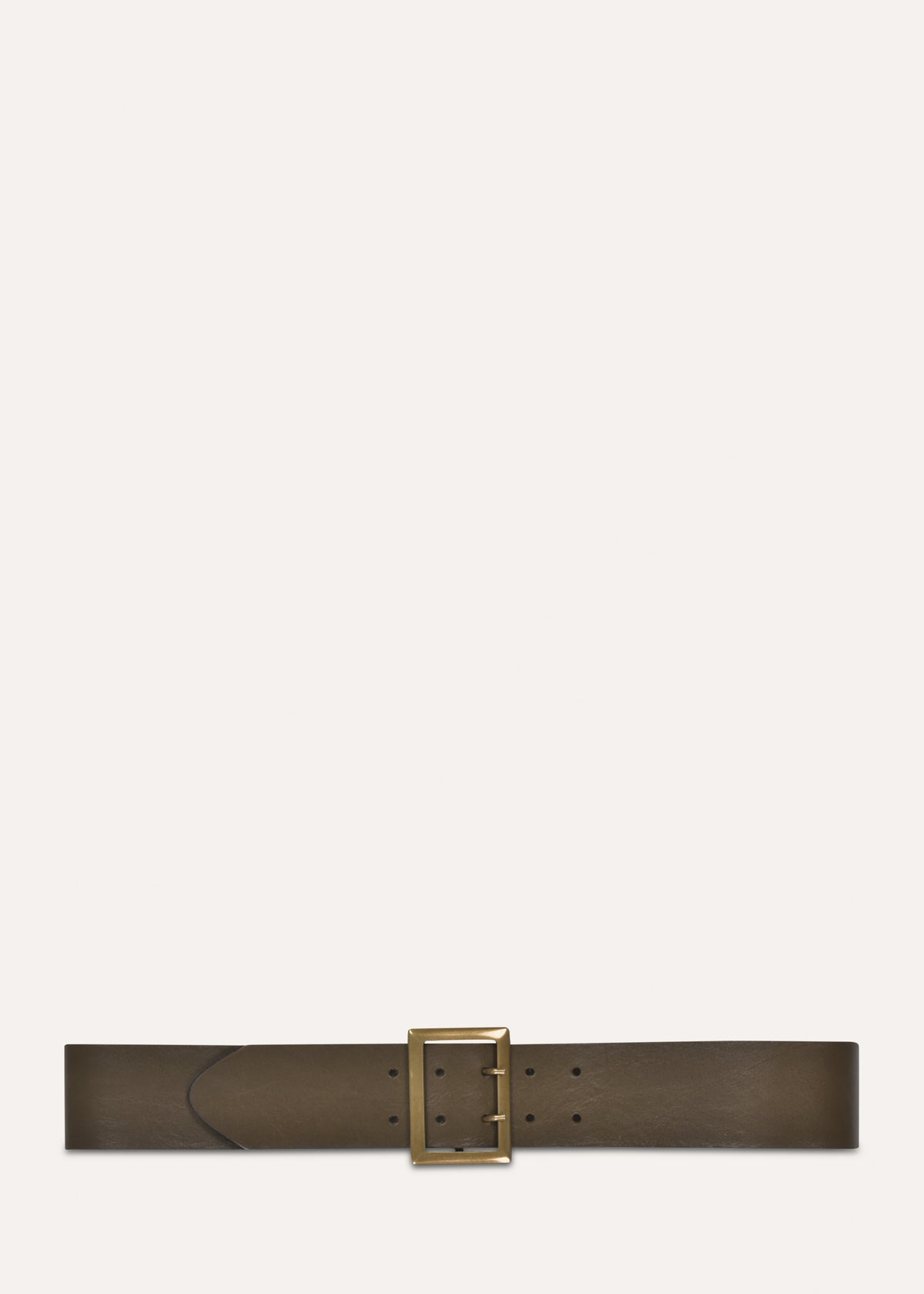 Ceinture large en cuir kaki boucle rectangle