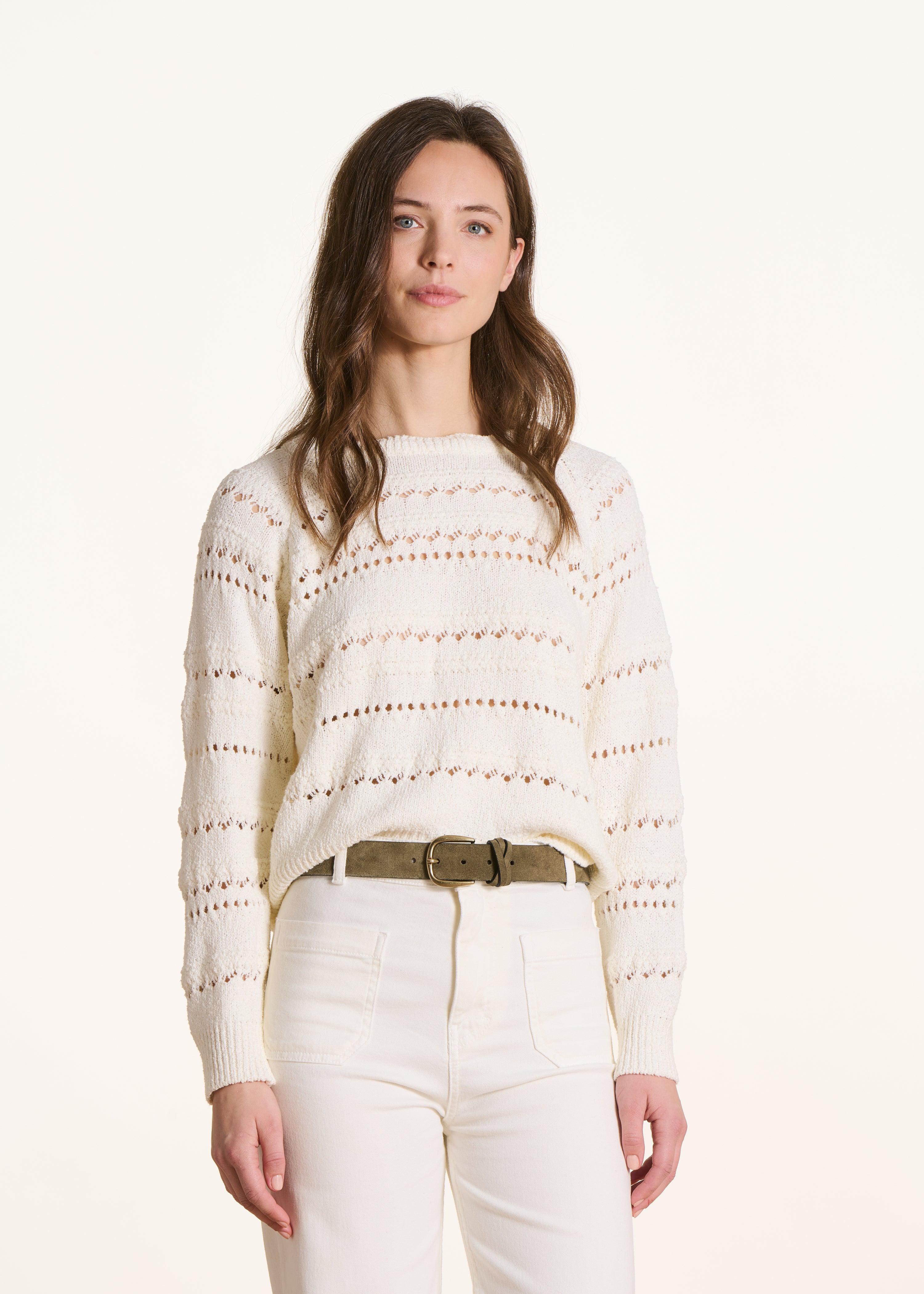 Ceinture en cuir kaki boucle allongée
