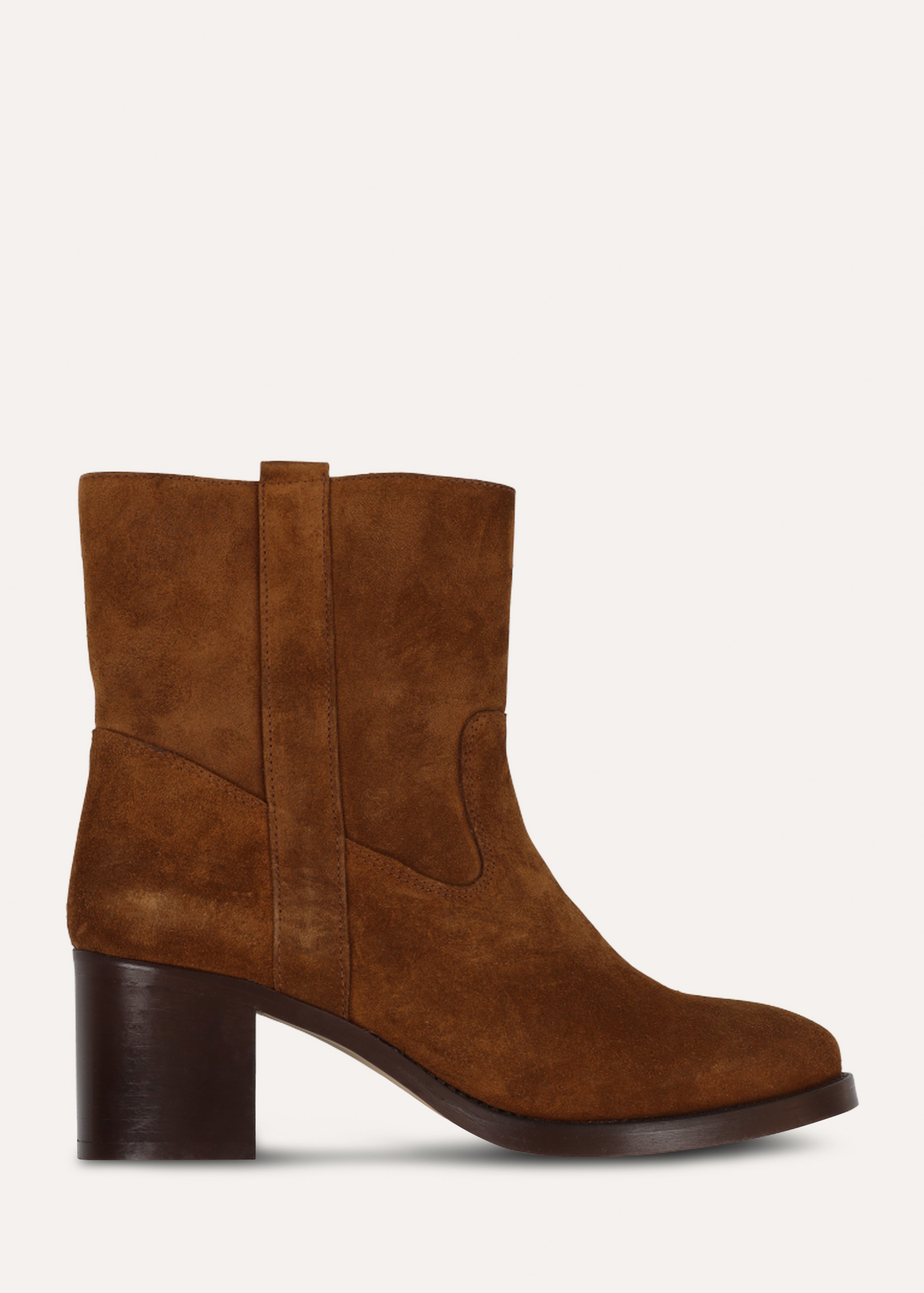 Braune Stiefeletten mit Absatz aus Veloursleder