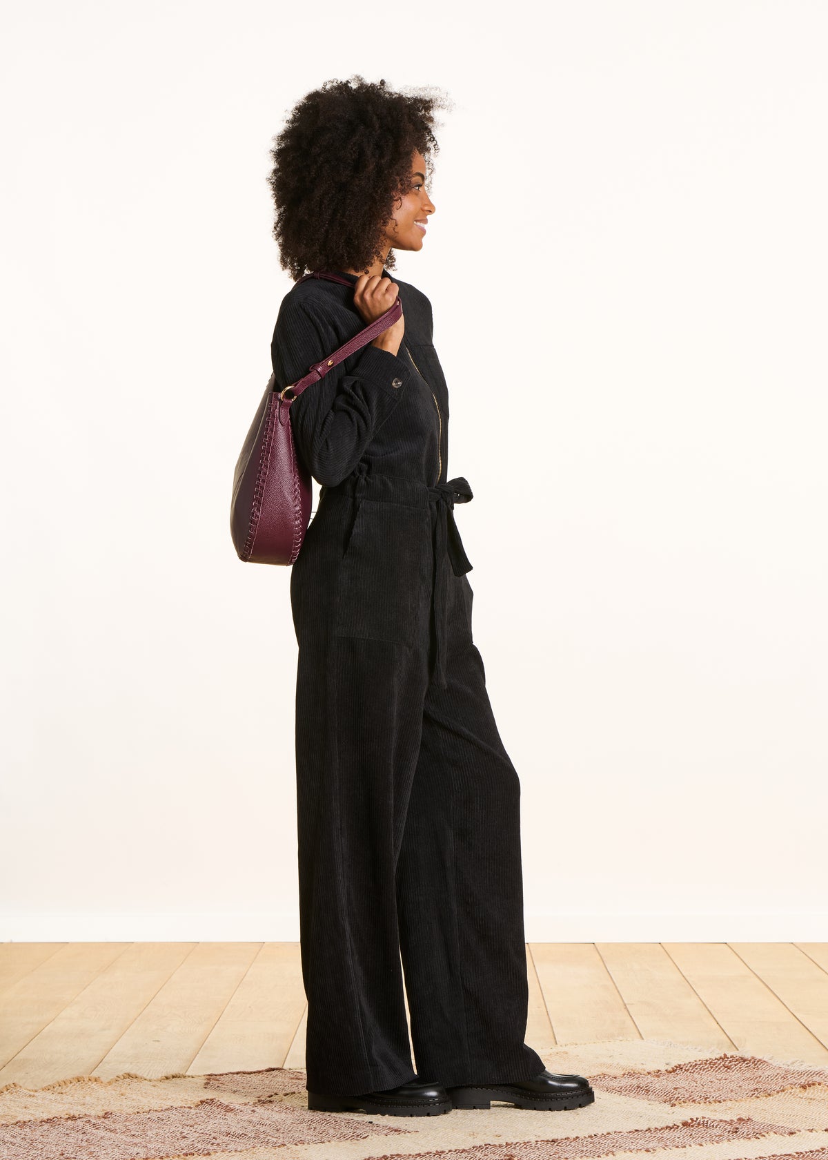 Combinaison pantalon en velours côtelé noir