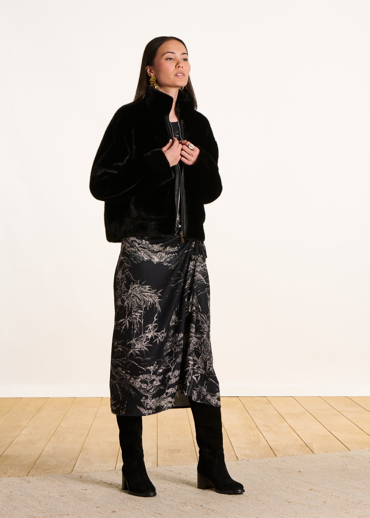 schwarz Kurzmantel mit Reversibilität