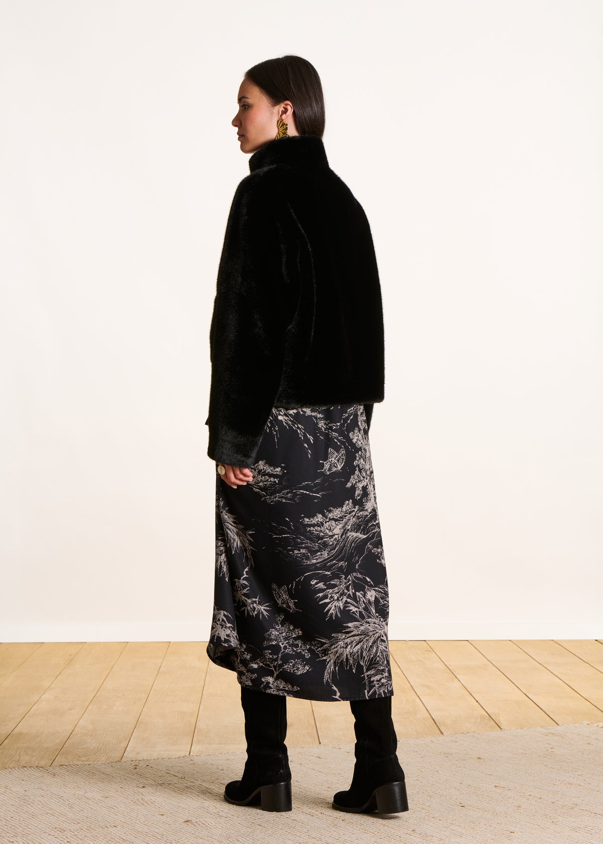 schwarz Kurzmantel mit Reversibilität