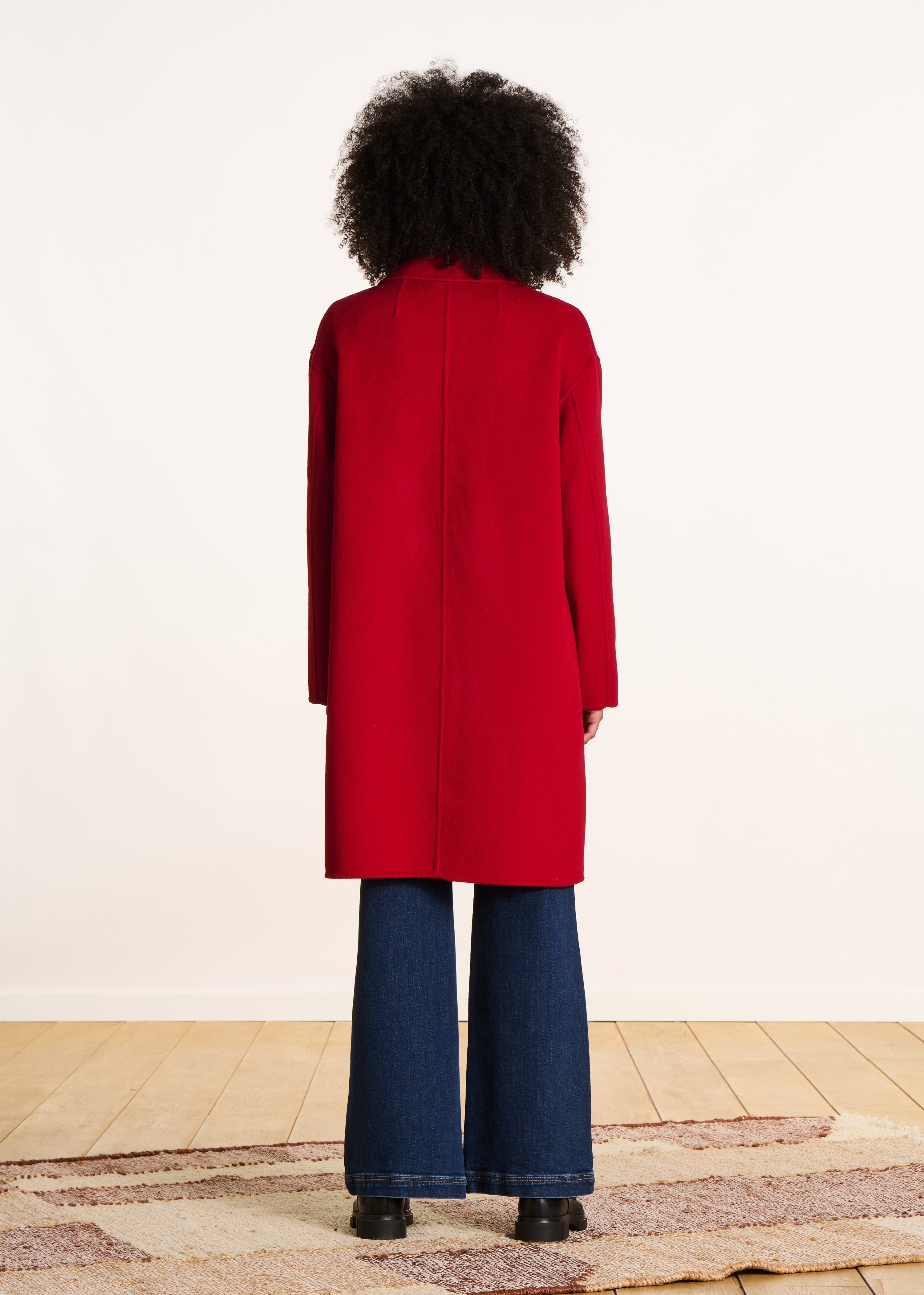 Abrigo midi rojo de lana