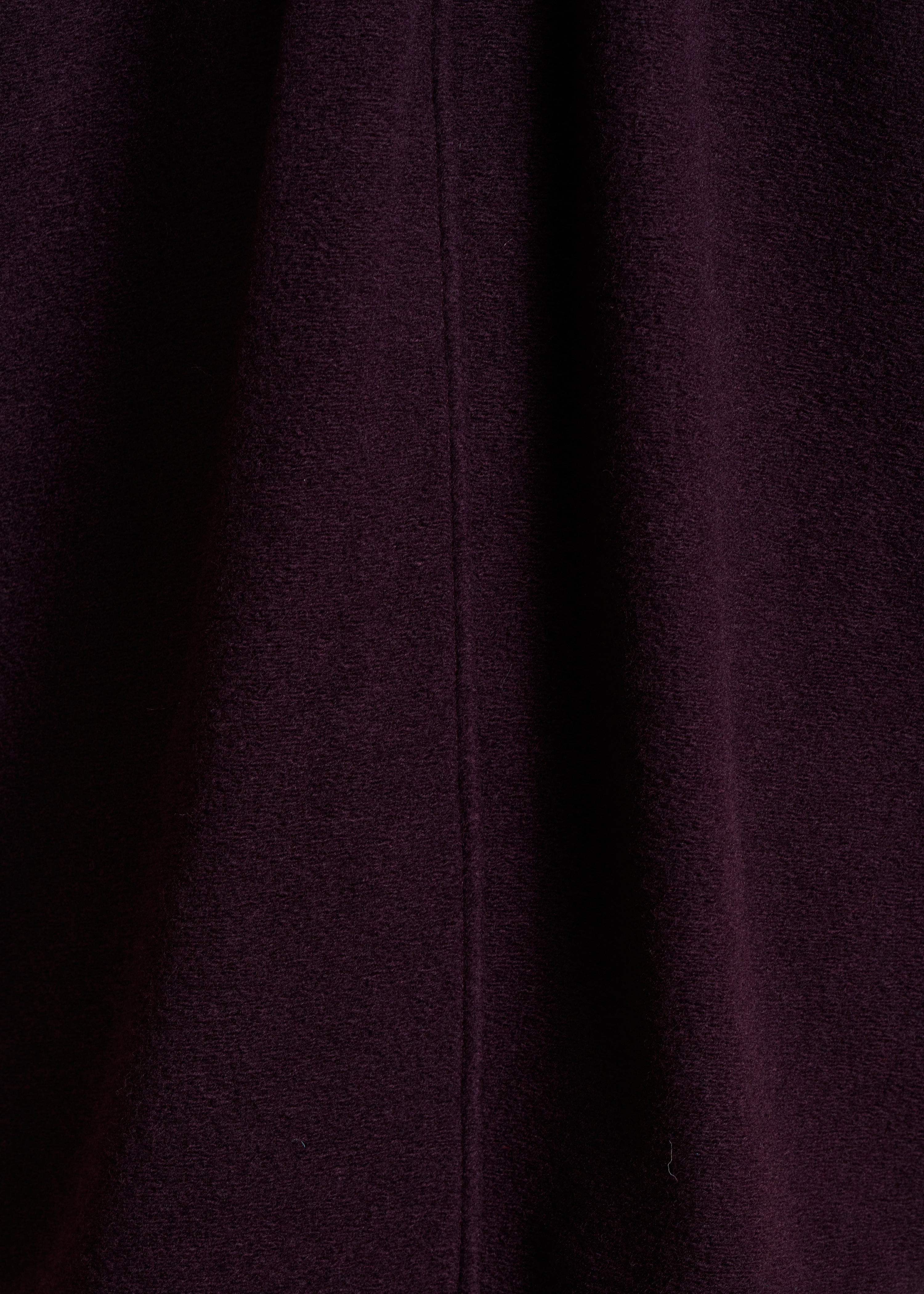 Manteau 3/4 ample prune en laine mélangée