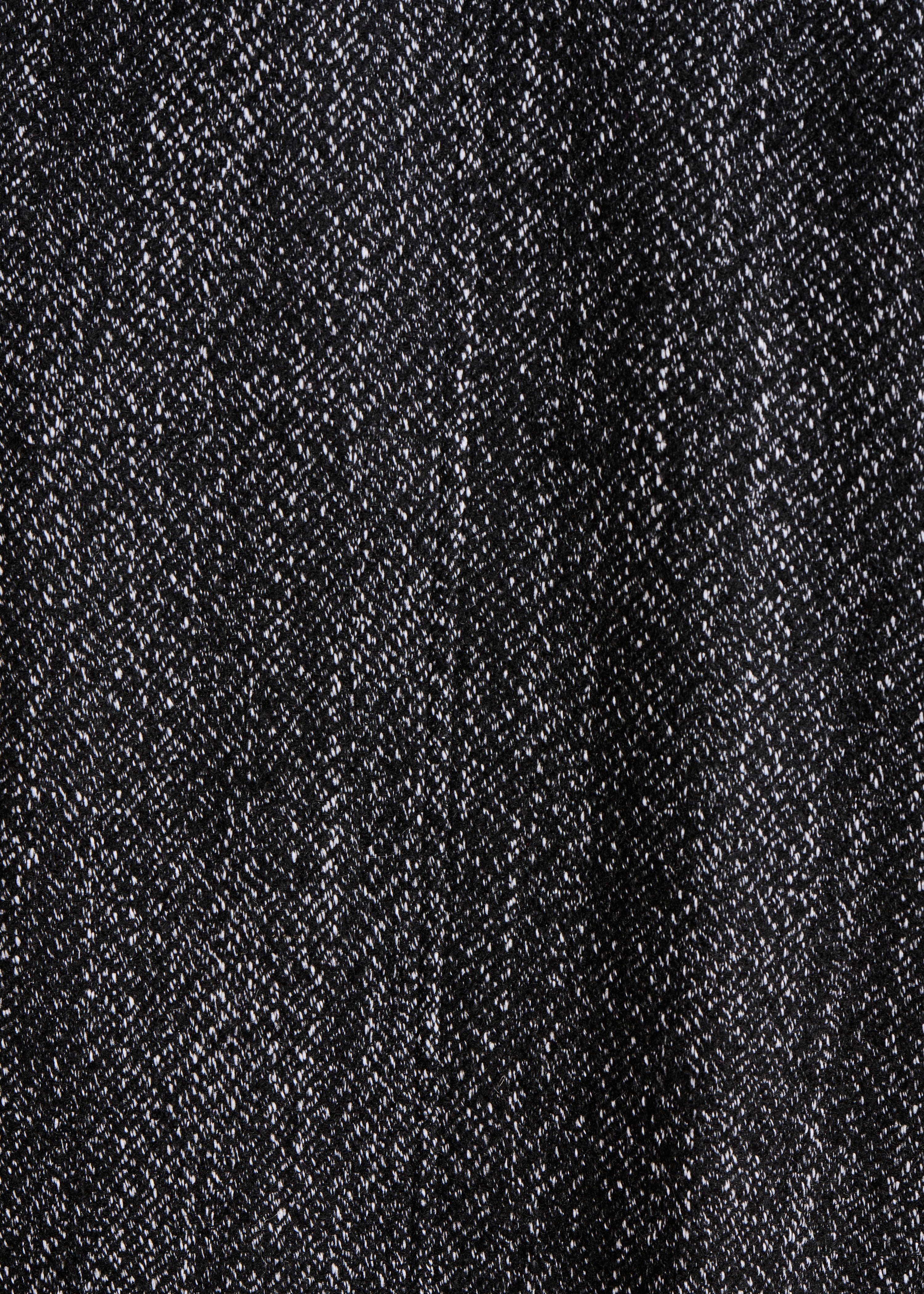 schwarz halblanger Mantel aus melierter Wolle
