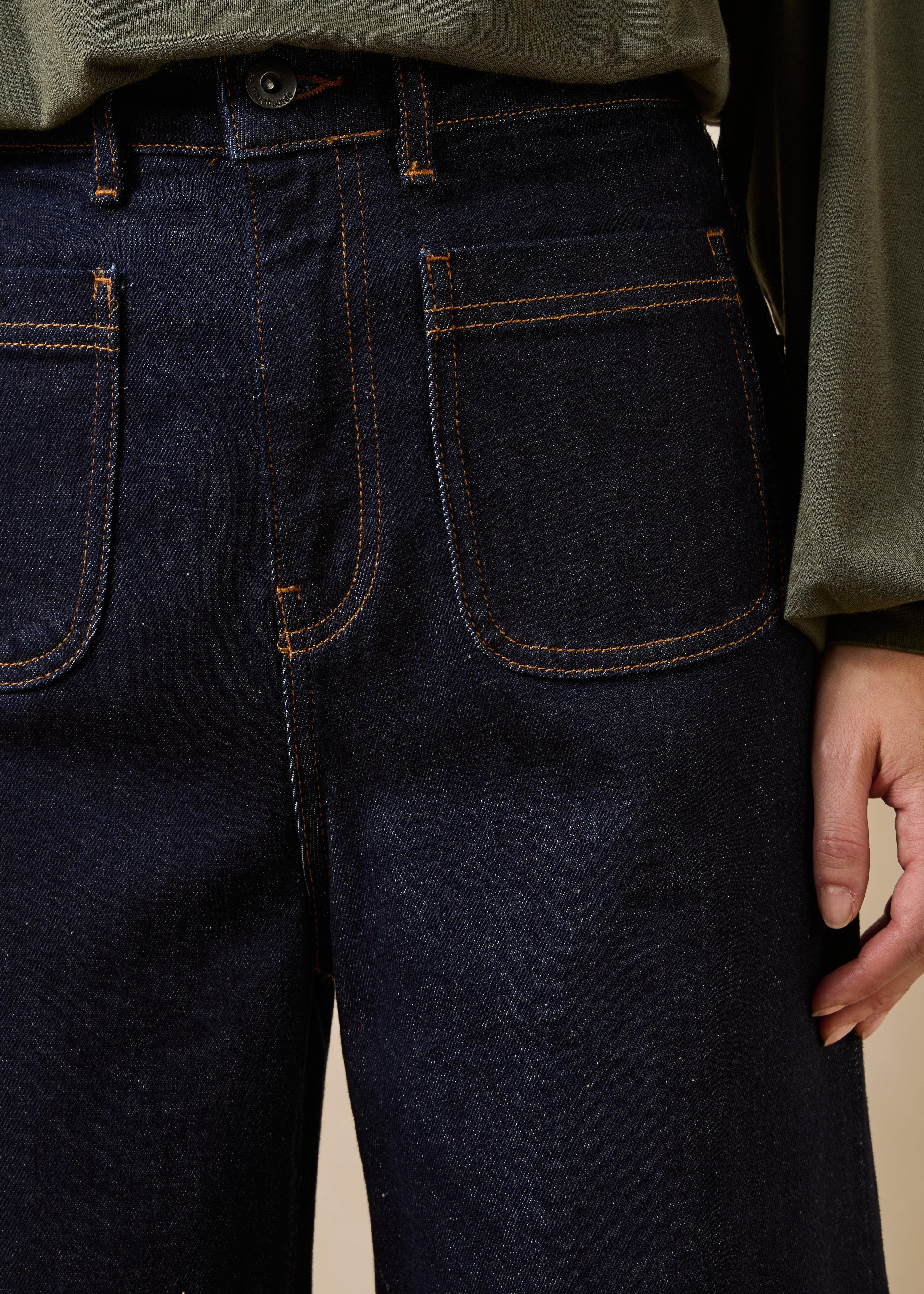 Wide raw jeans in organic cotton