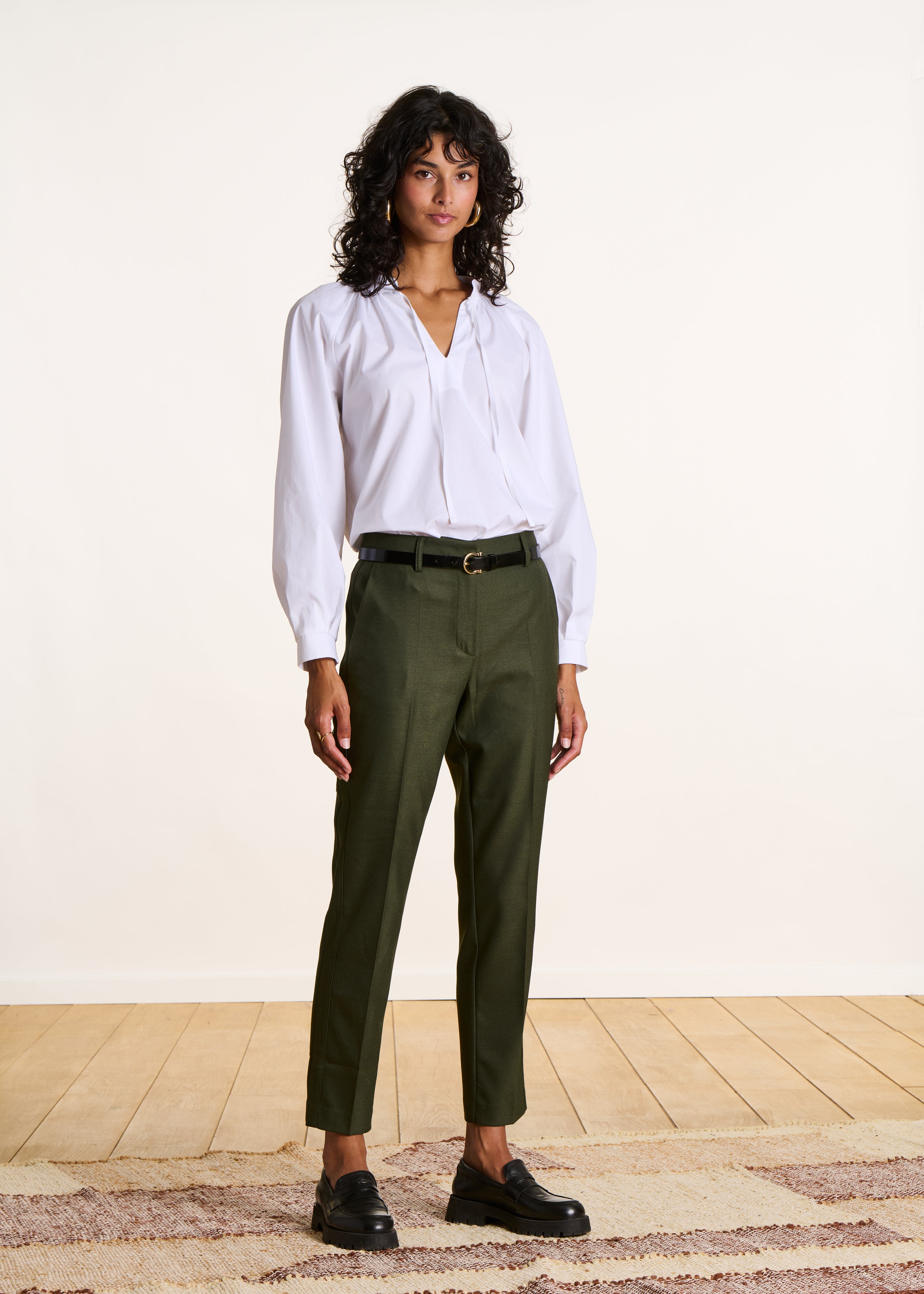 Pantalon cigarette 7/8ème kaki