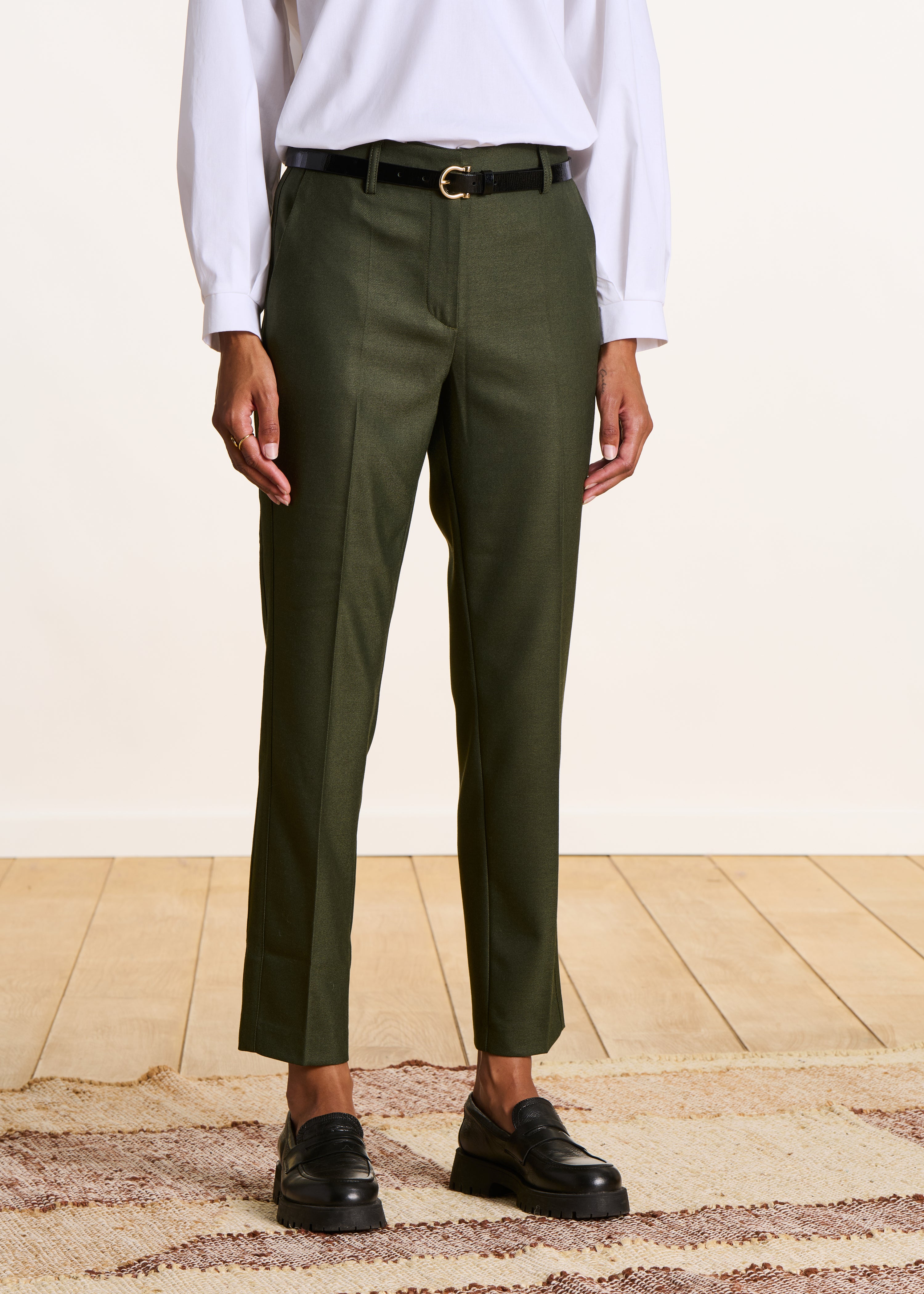 Pantalon cigarette 7/8ème kaki