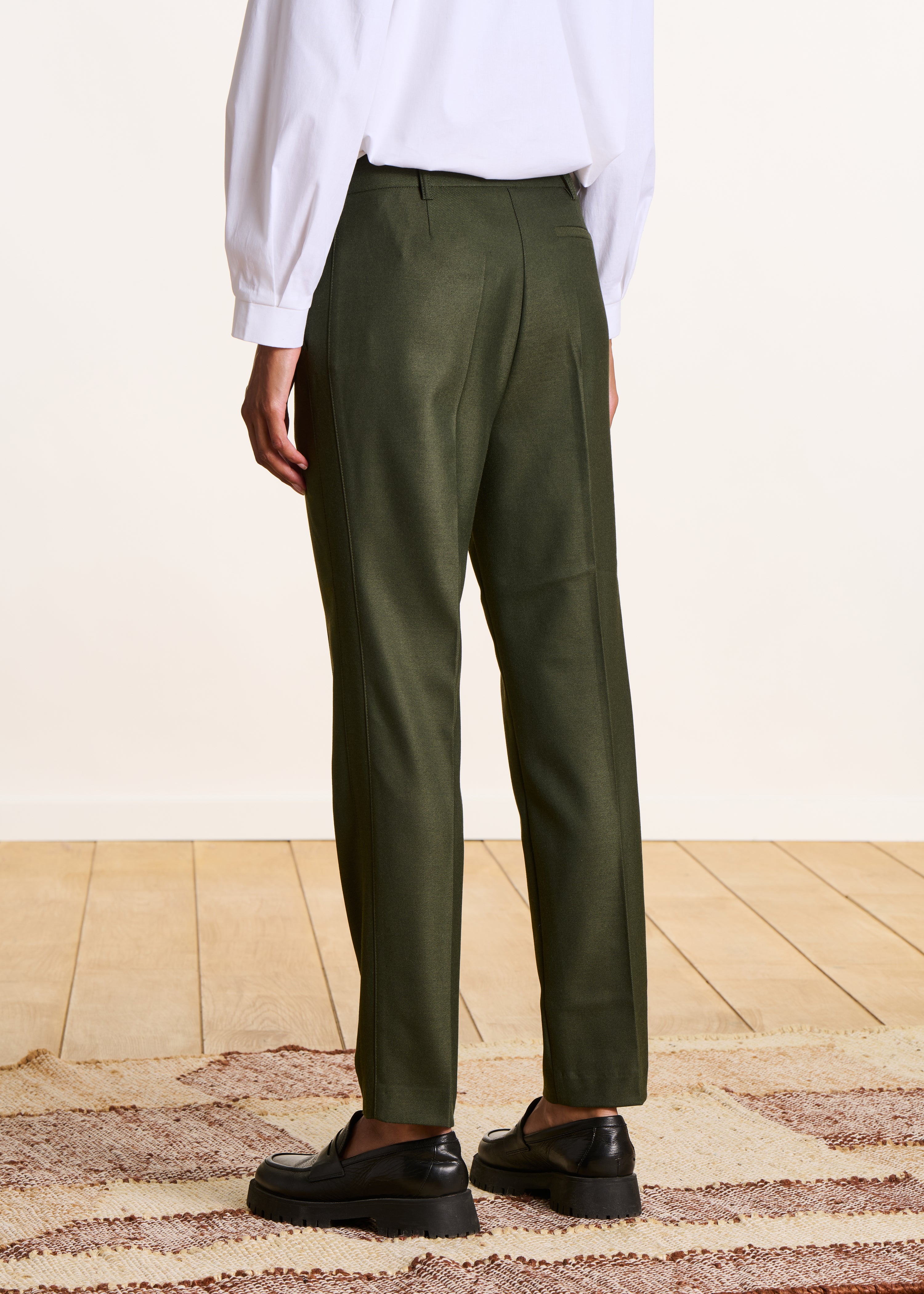 Pantalon cigarette 7/8ème kaki