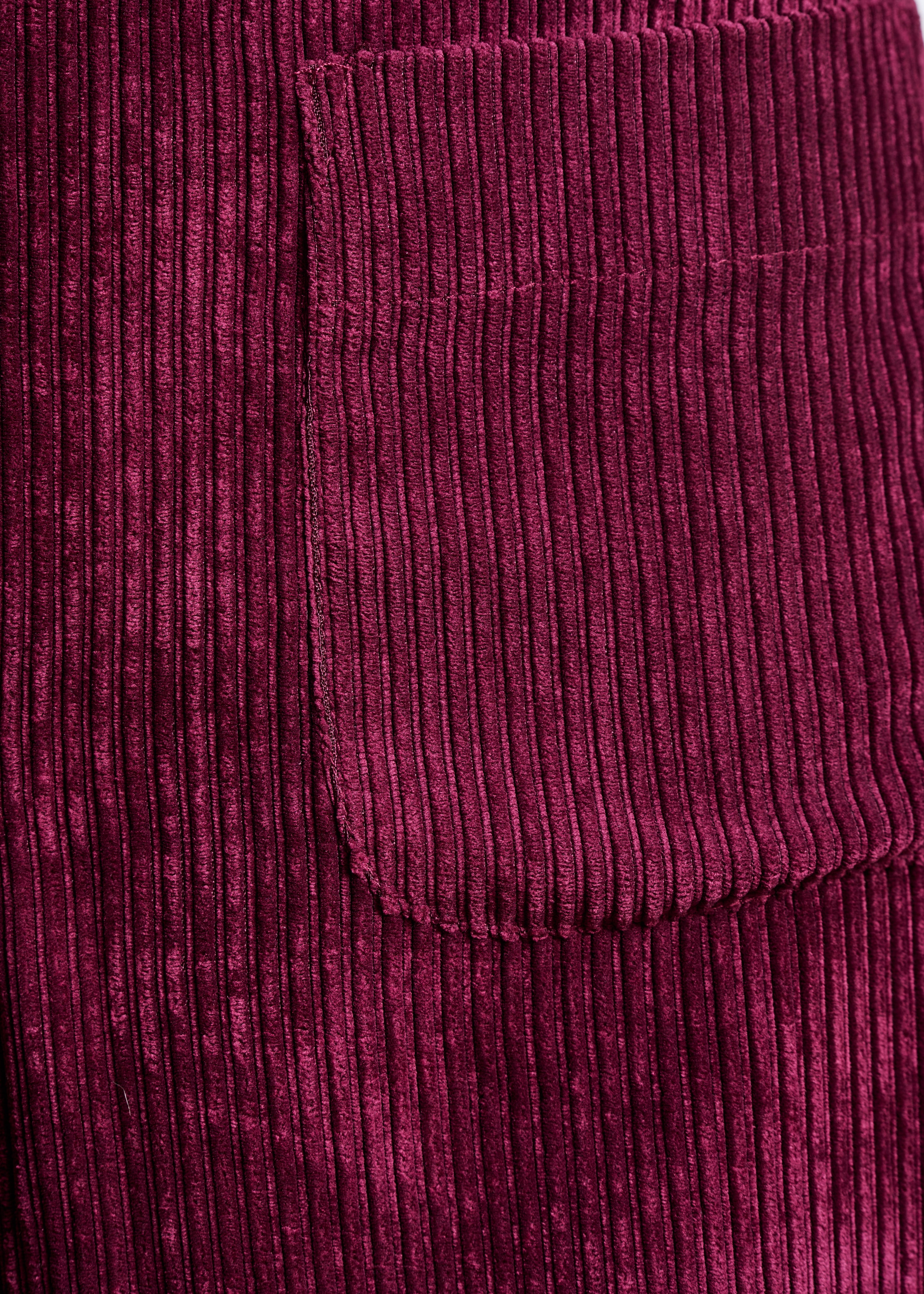 Pantalón cropped ancho en terciopelo acanalado burdeos