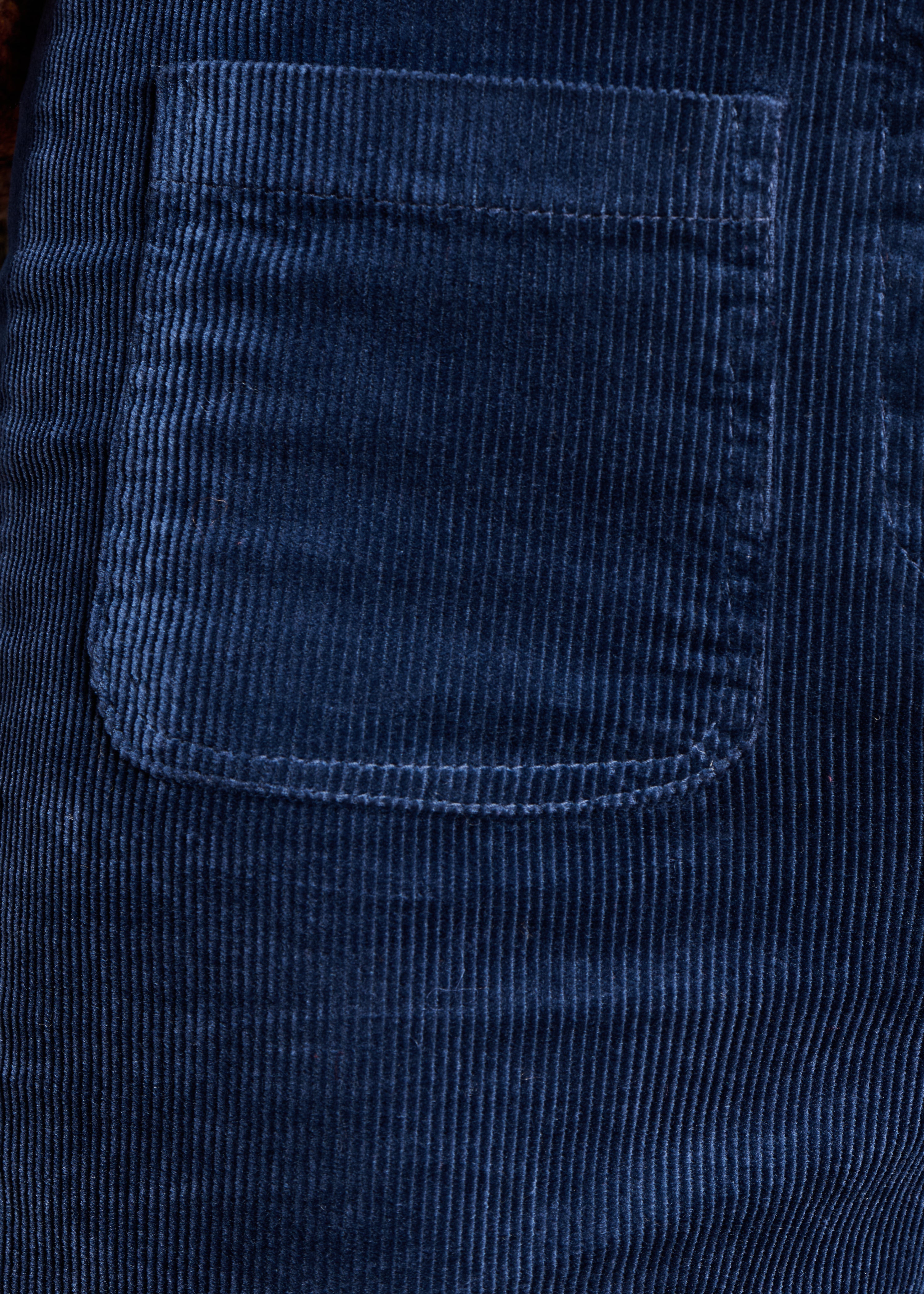 Pantalon large bleu foncé en velours côtelé taille haute