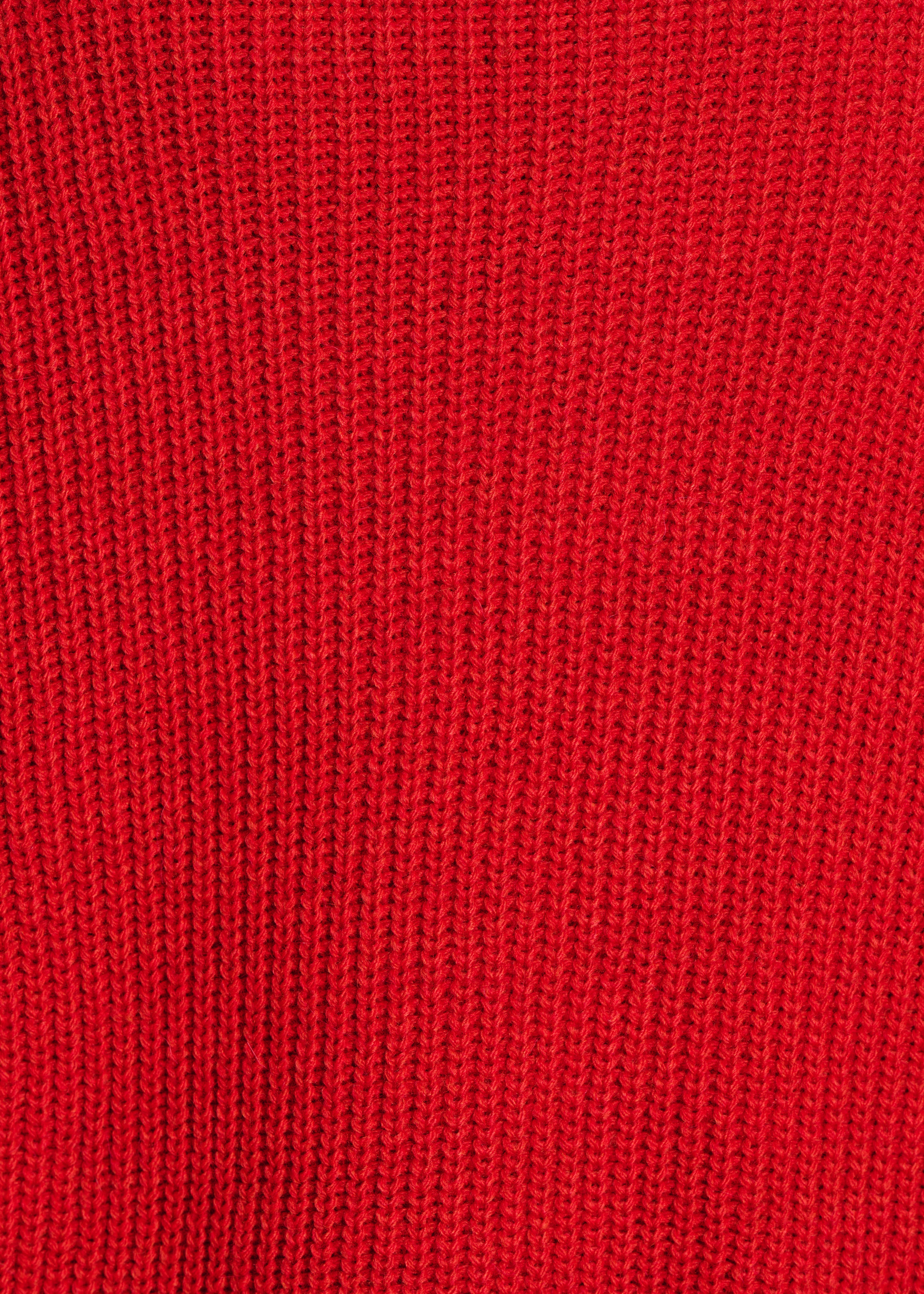 Pull rouge ample à manches longues col asymétrique