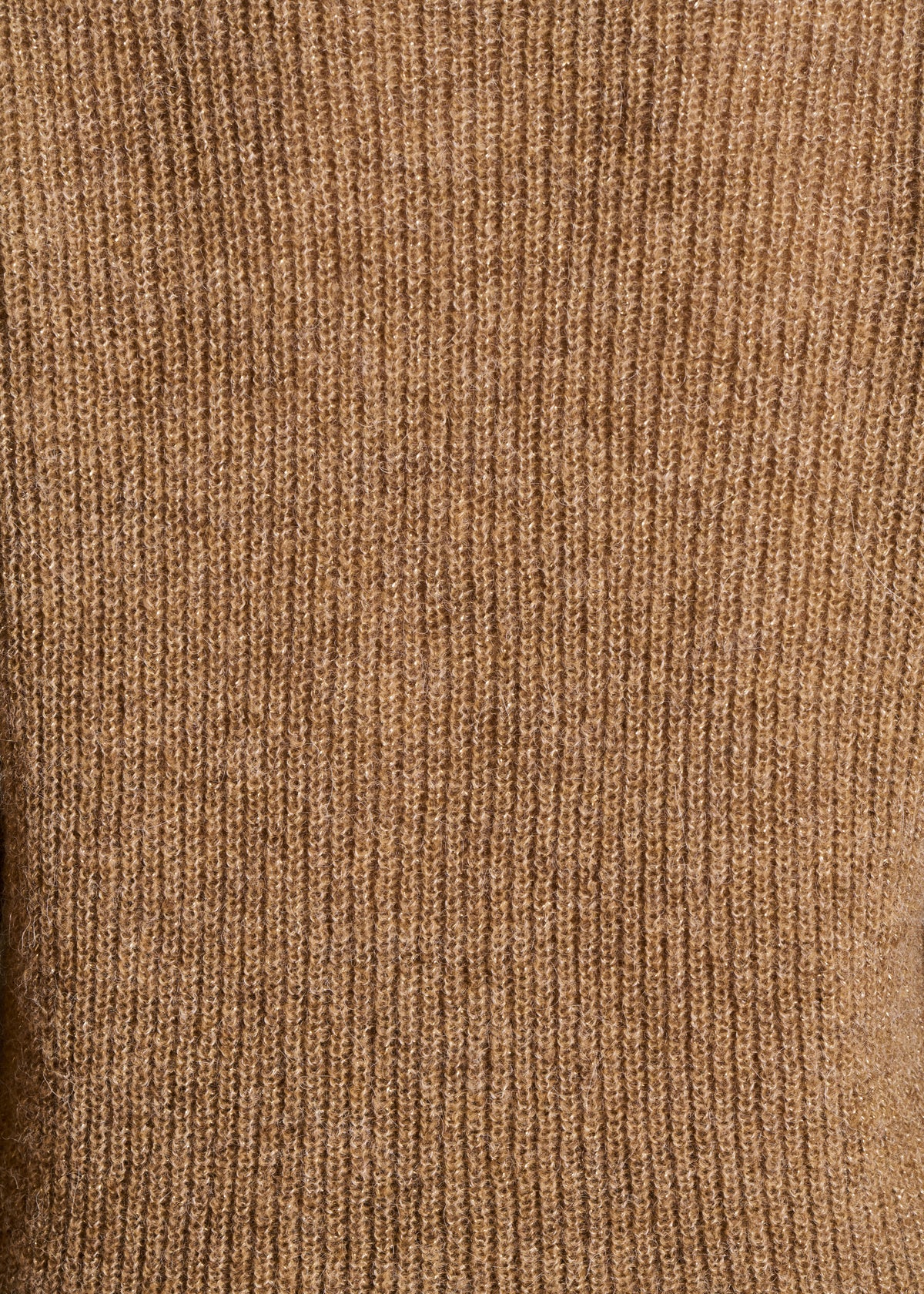 Pull court marron en maille irisée manches longues col V