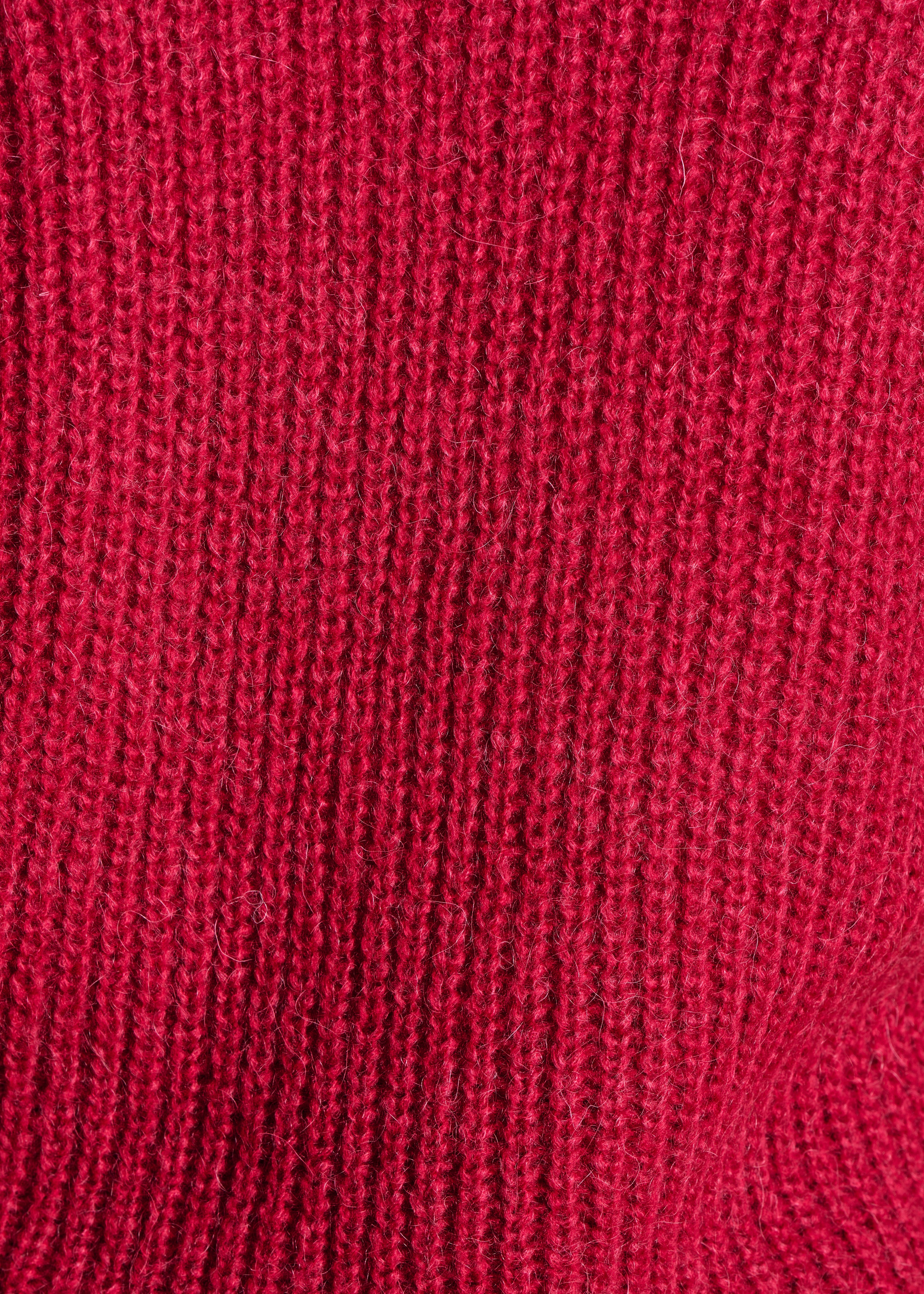 Maglione corto rosso maniche lunghe scollo a V