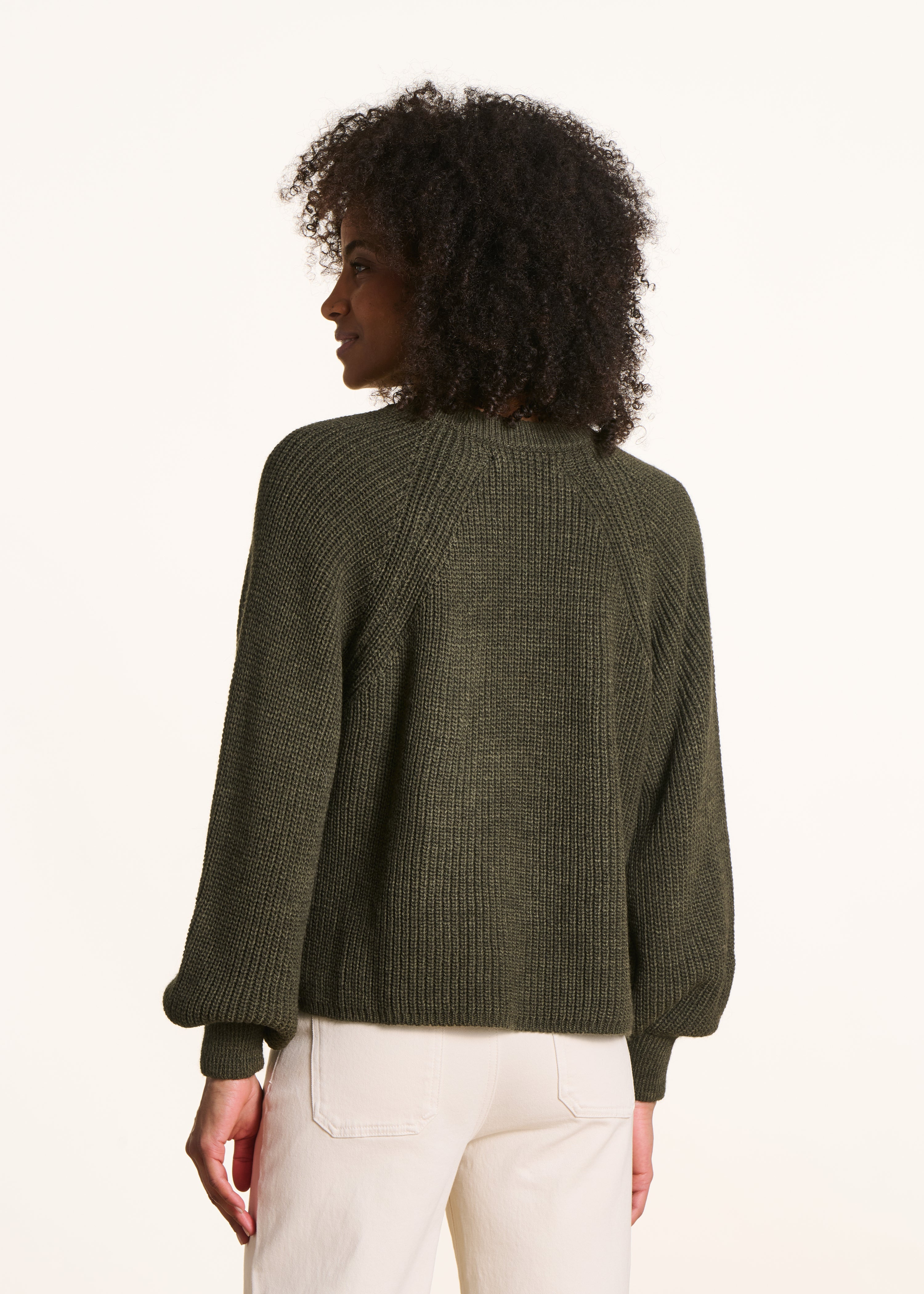 Pull kaki manches longues col rond