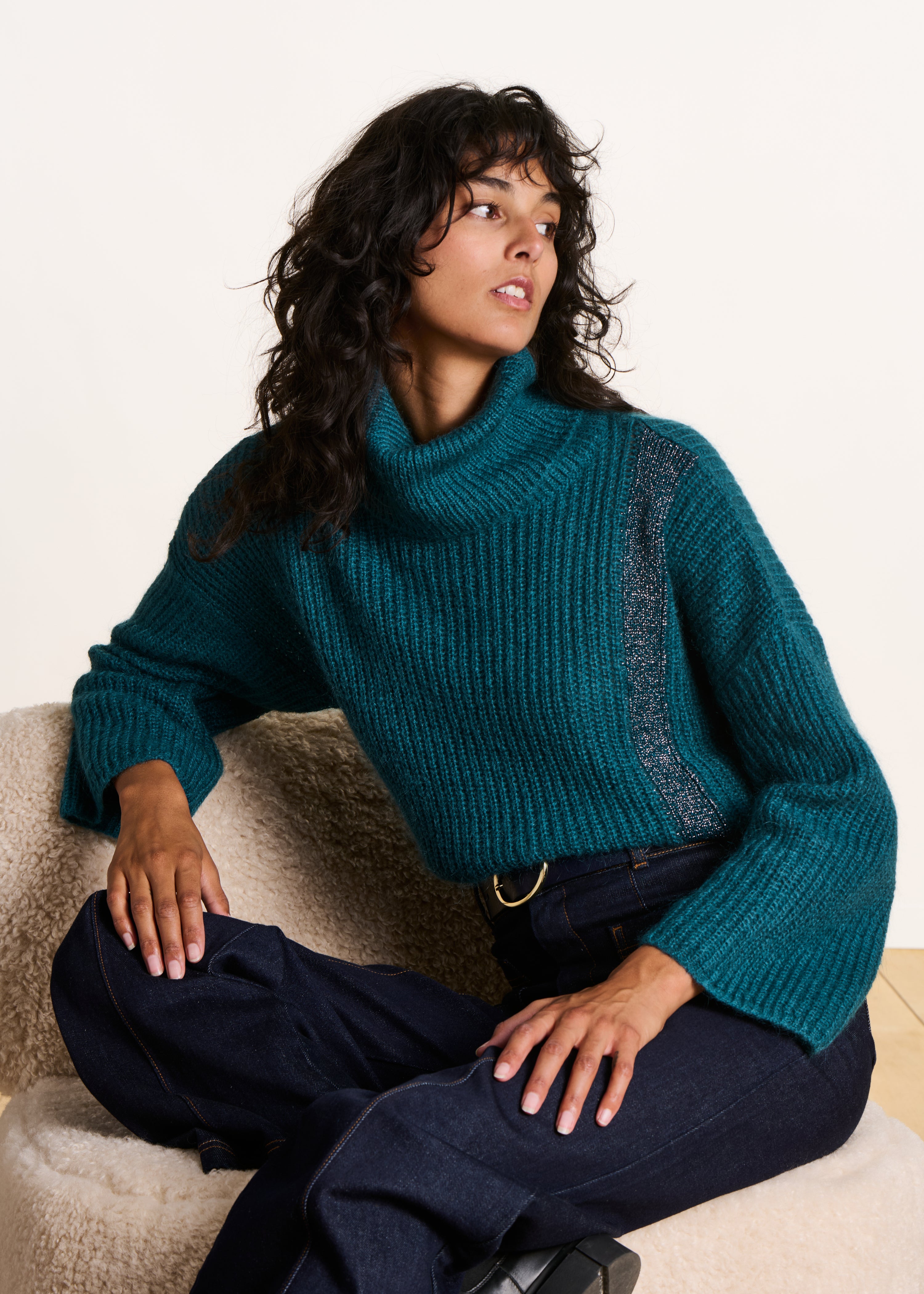 Pullover Colletje Onder Trui Bruine Trui Met Brede Strepen En Col