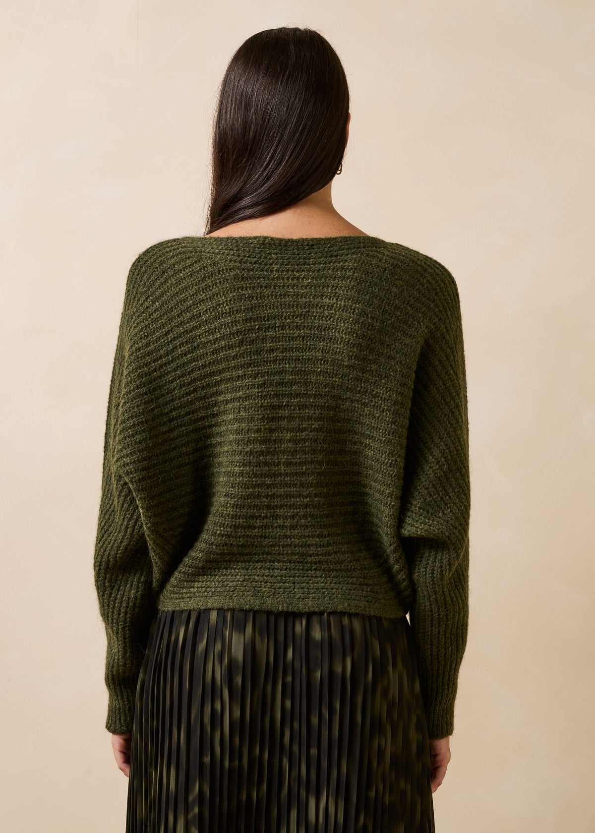 Maglione ampio kaki a maniche lunghe