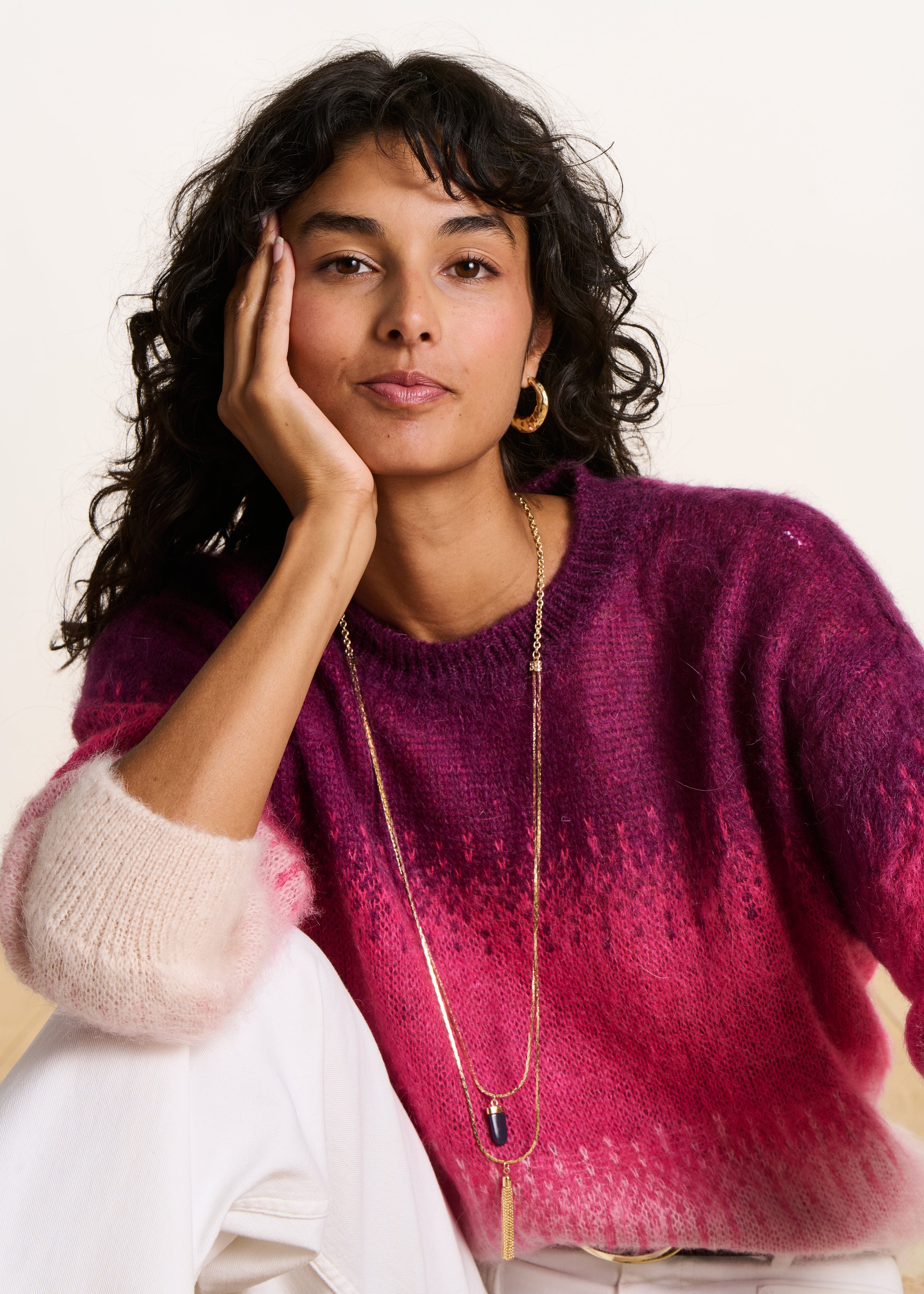 Femmes Tie-Dye Pull causal à manches longues et col rond Top Blouse Femmes Tie-Dye Pull causal à manches longues et col rond Top Blouse