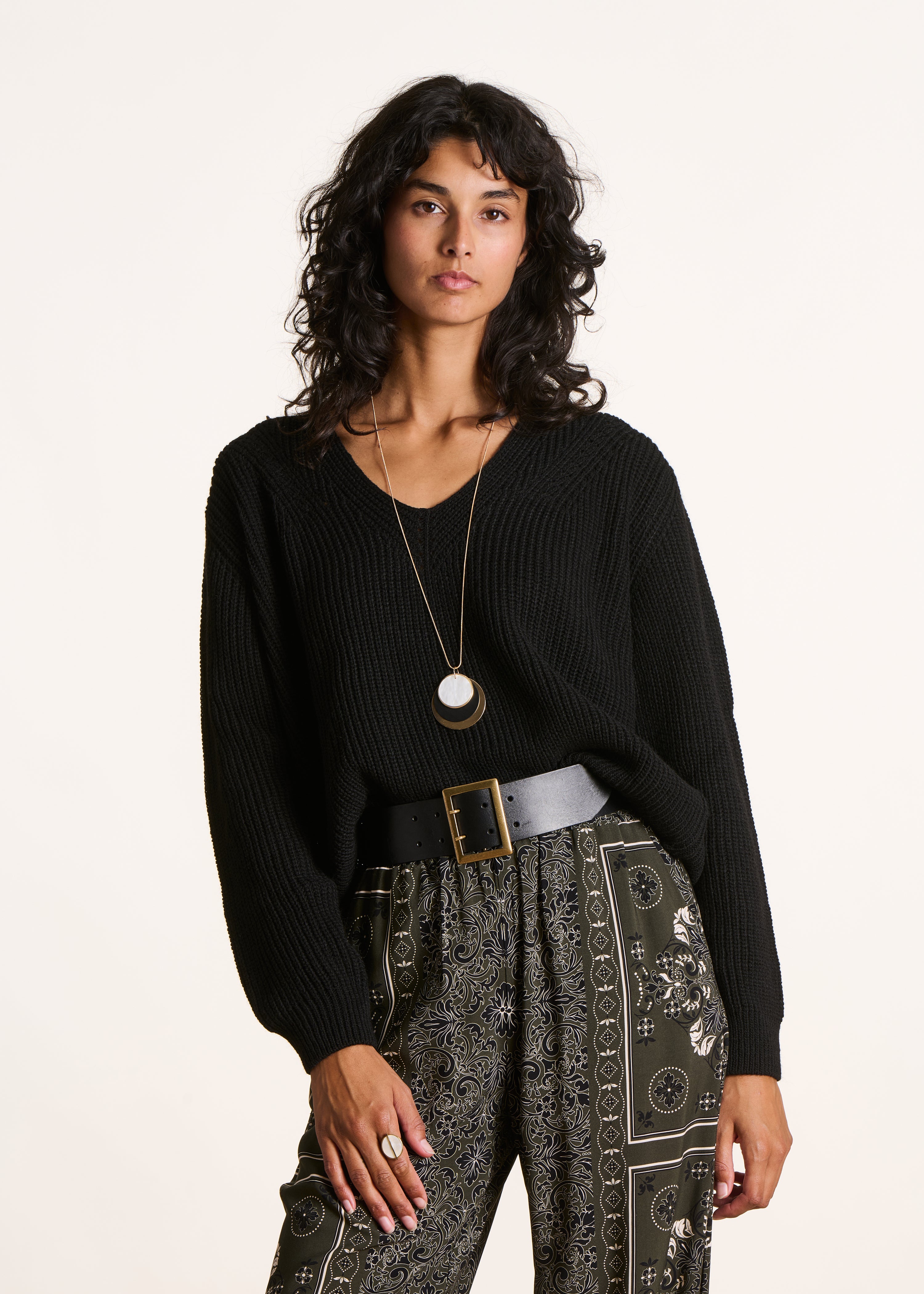 Maille Pull Noire Pull Black Oversize Maille Fine Encolure Bateau