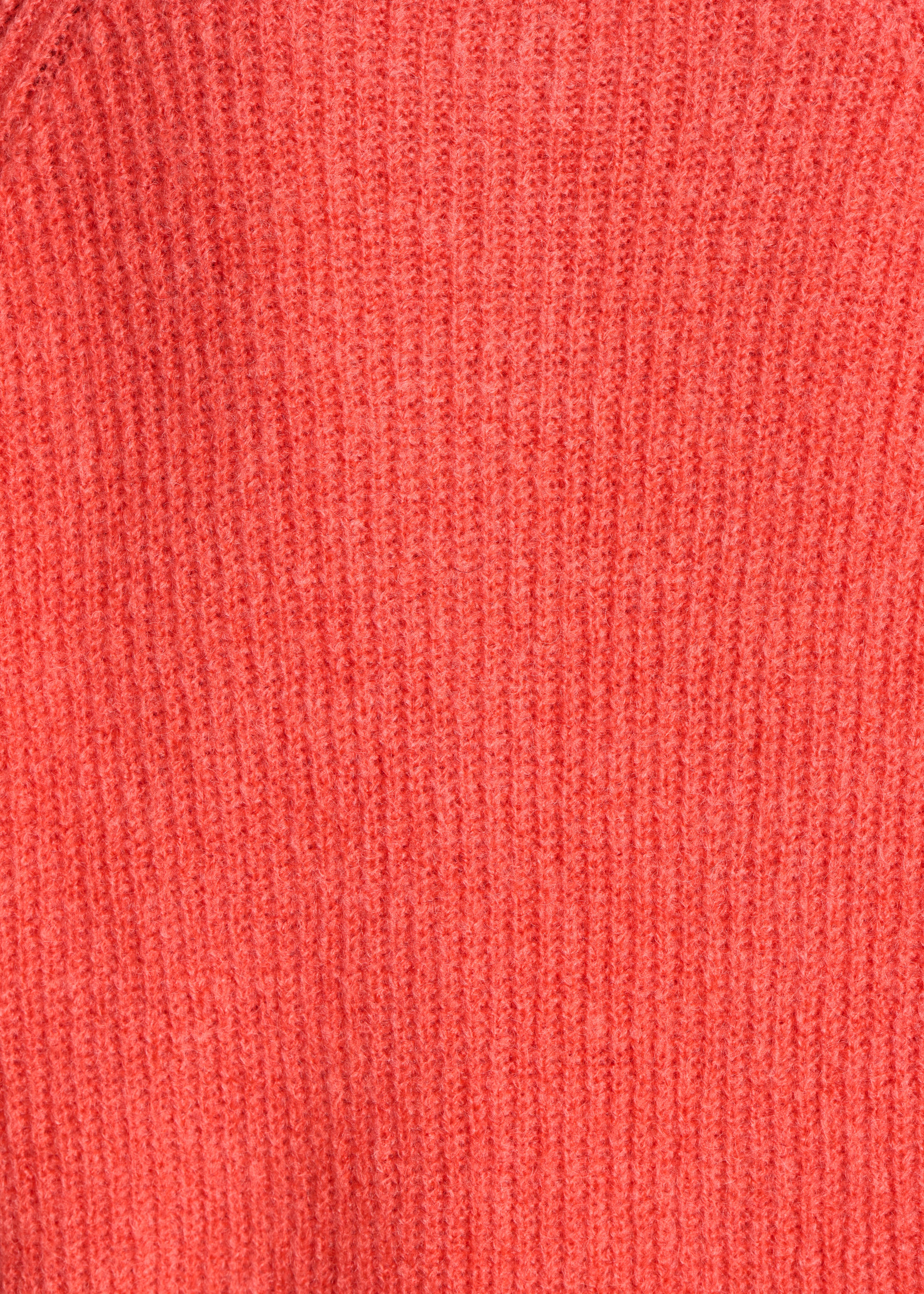 Coral long sleeve round neck ribbed knit sweater
