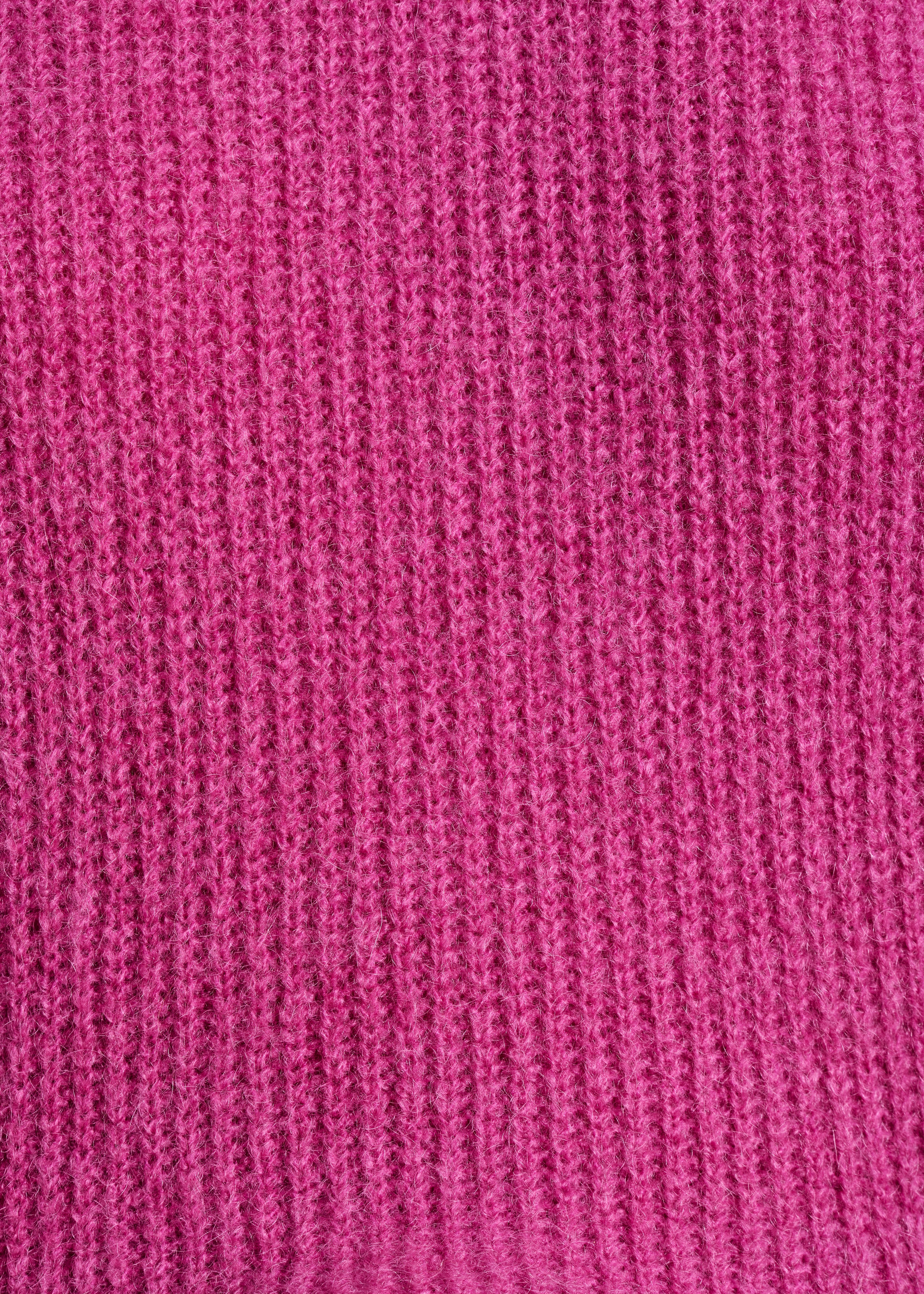 Pull rose fuchsia manches longues col rond maille à côtes