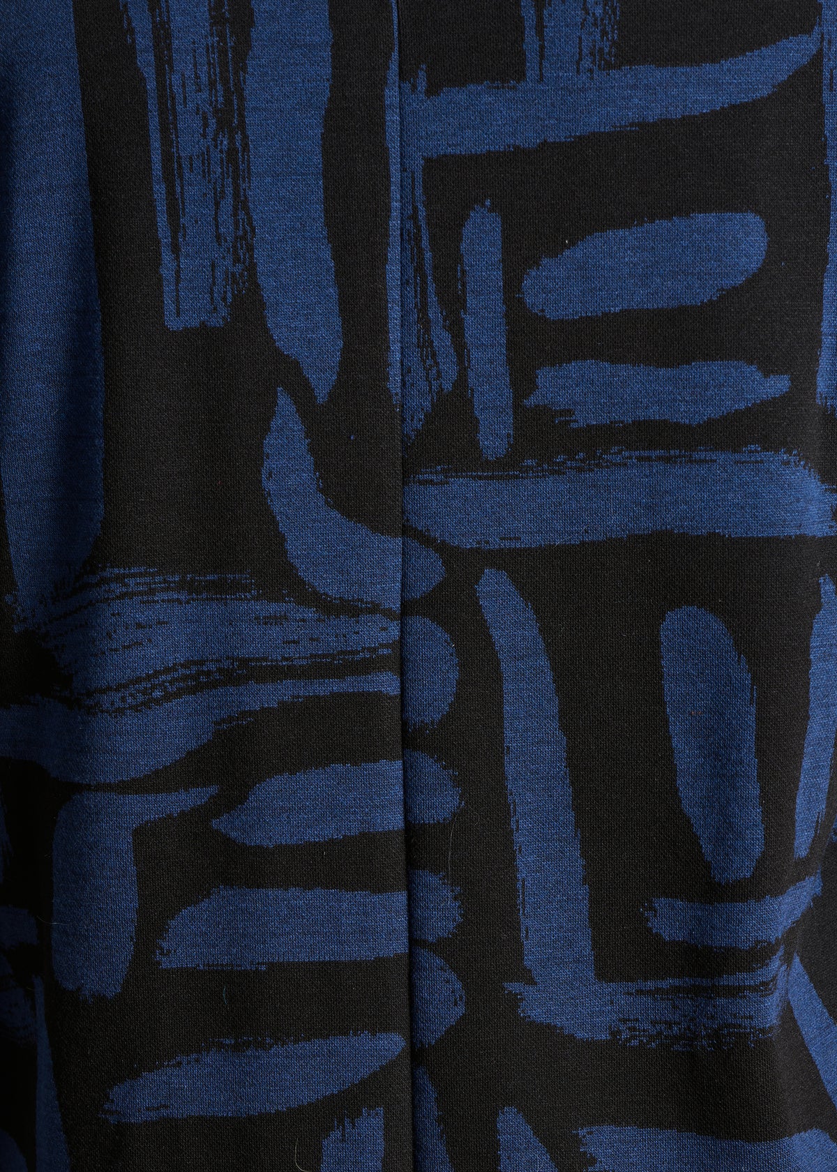 Abito corto nero e blu in jacquard stampato
