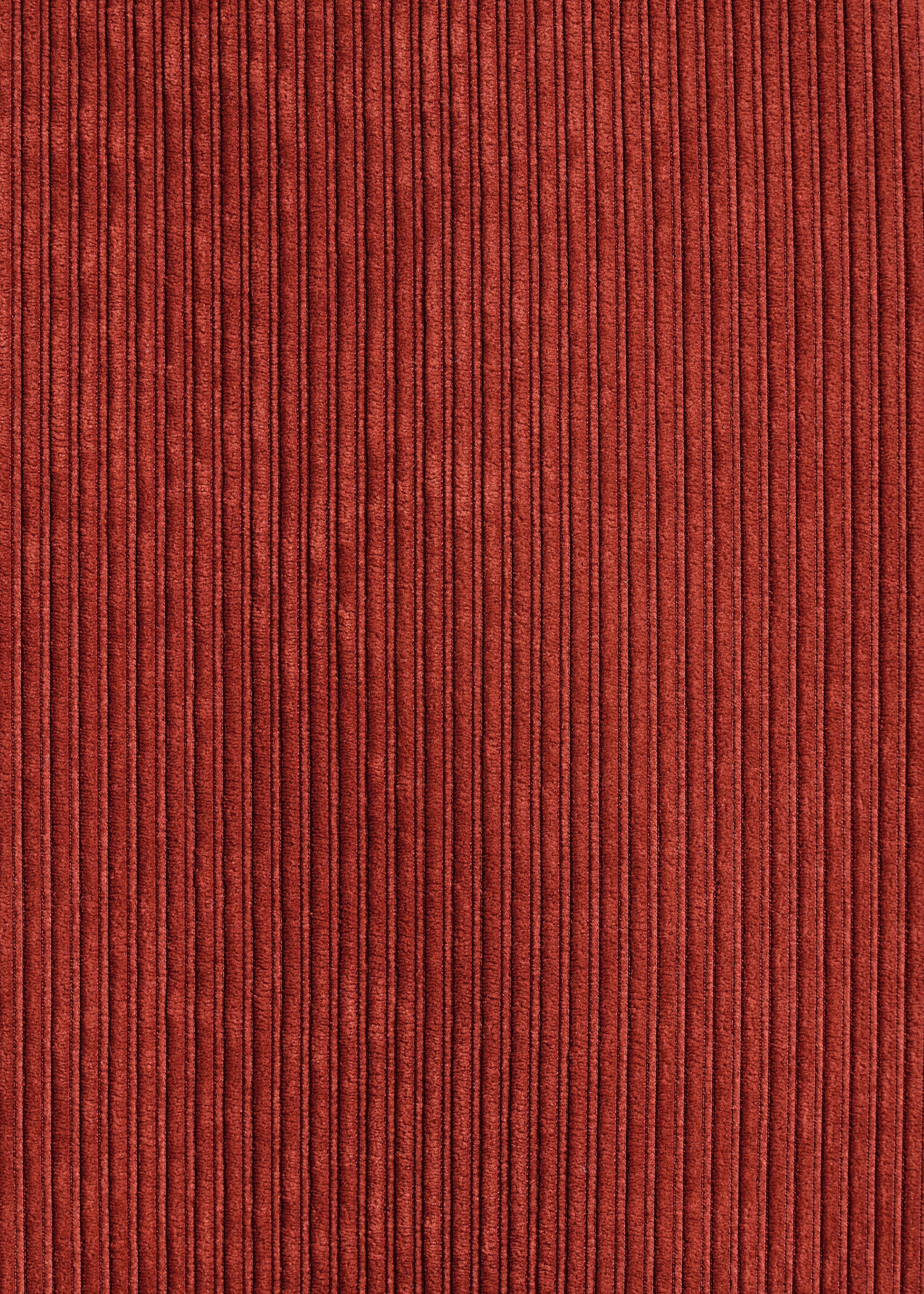 Korte rechte terracotta jurk van ribfluweel met lange mouwen