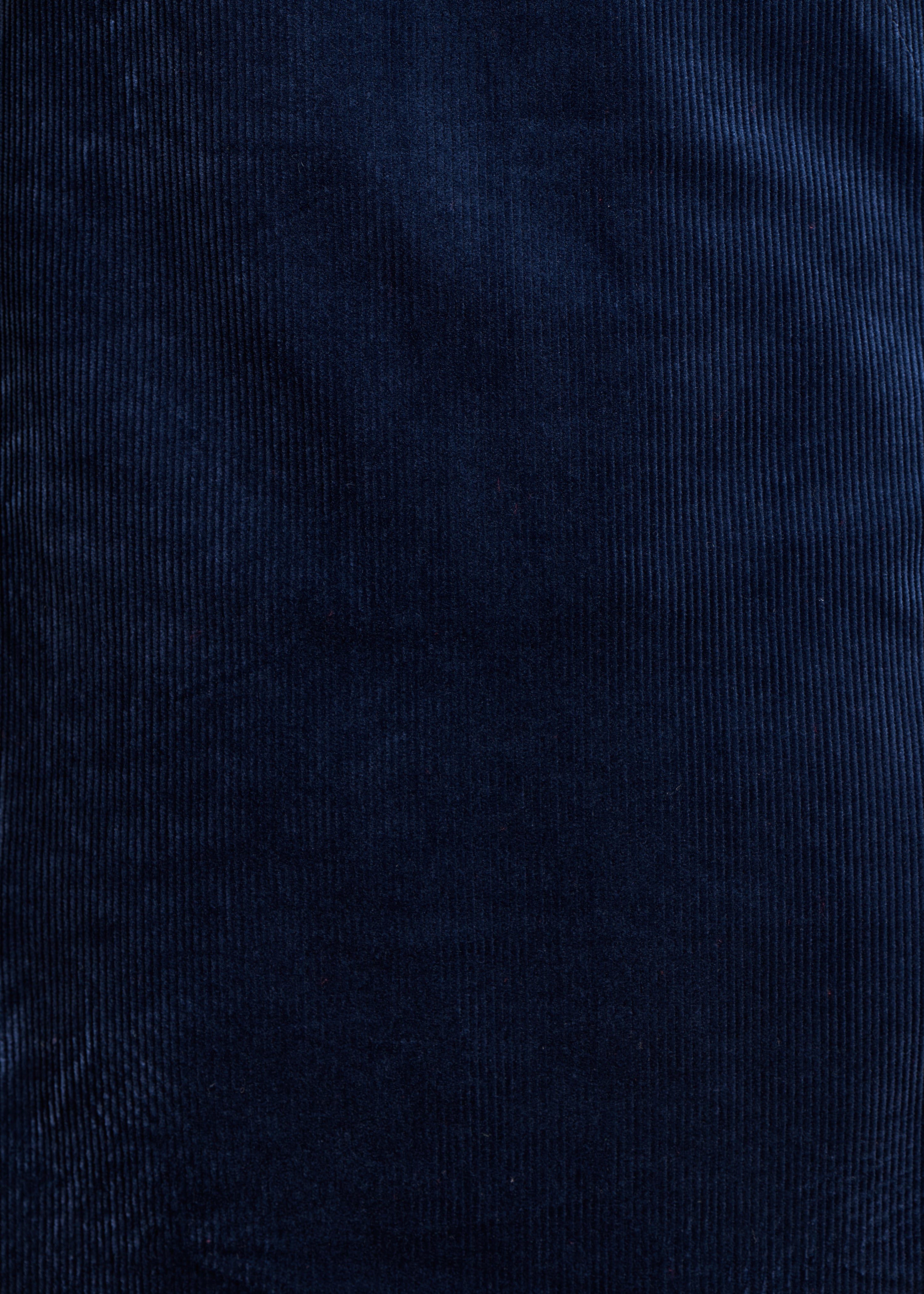 Abito corto a salopette blu navy in velluto a coste