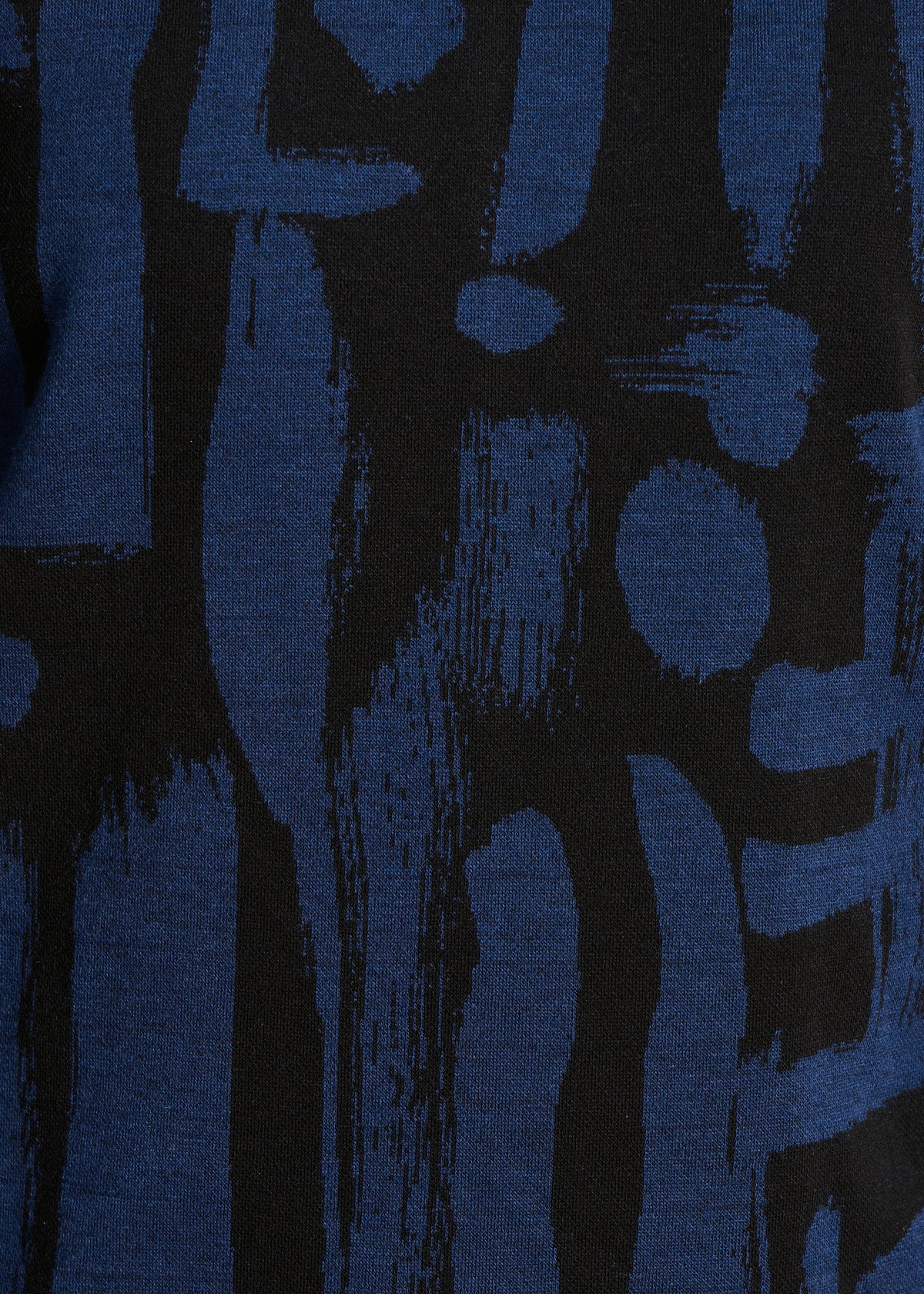 T-Shirt schwarz und blau aus Jacquard mit Print, langärmlig