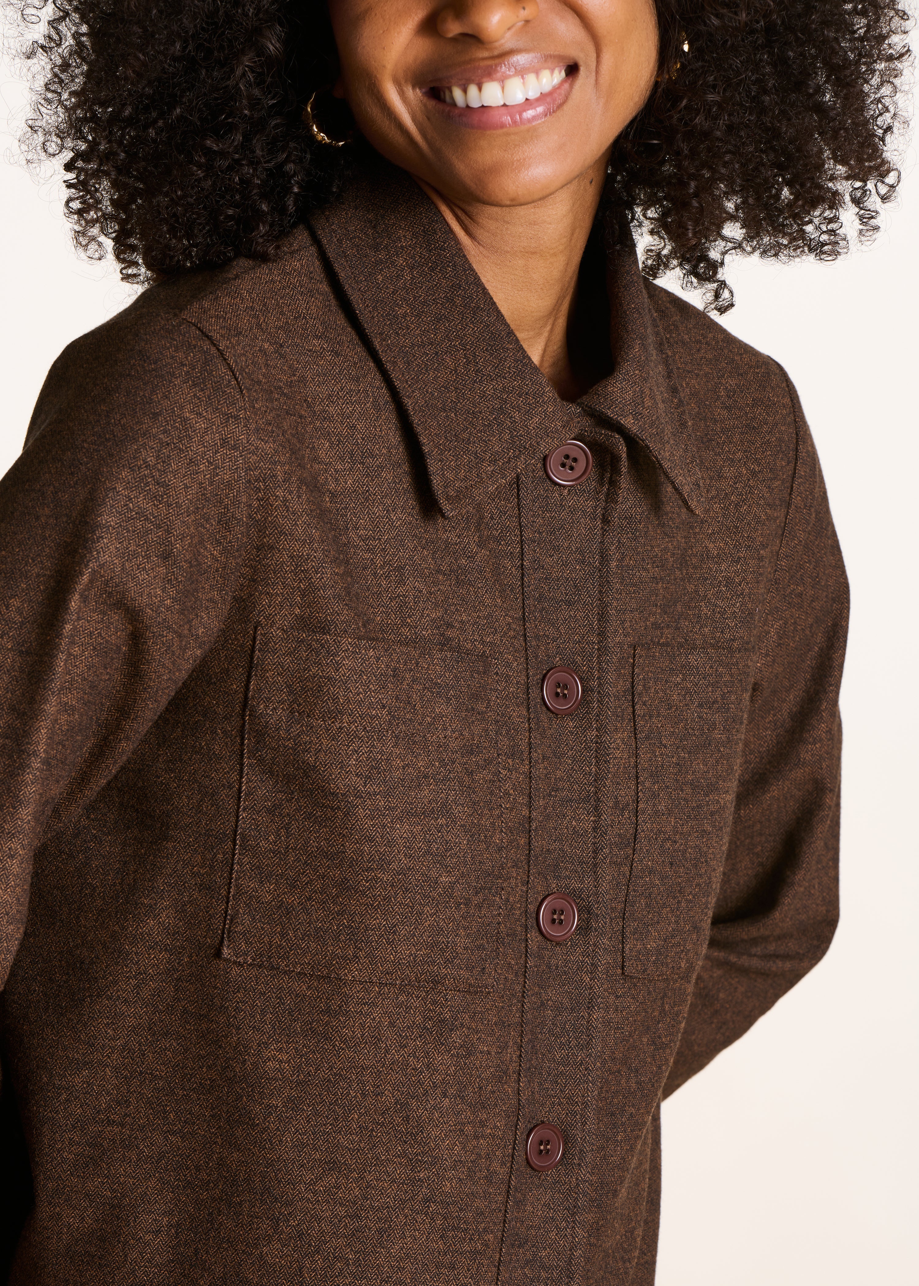 Veste courte en tweed marron