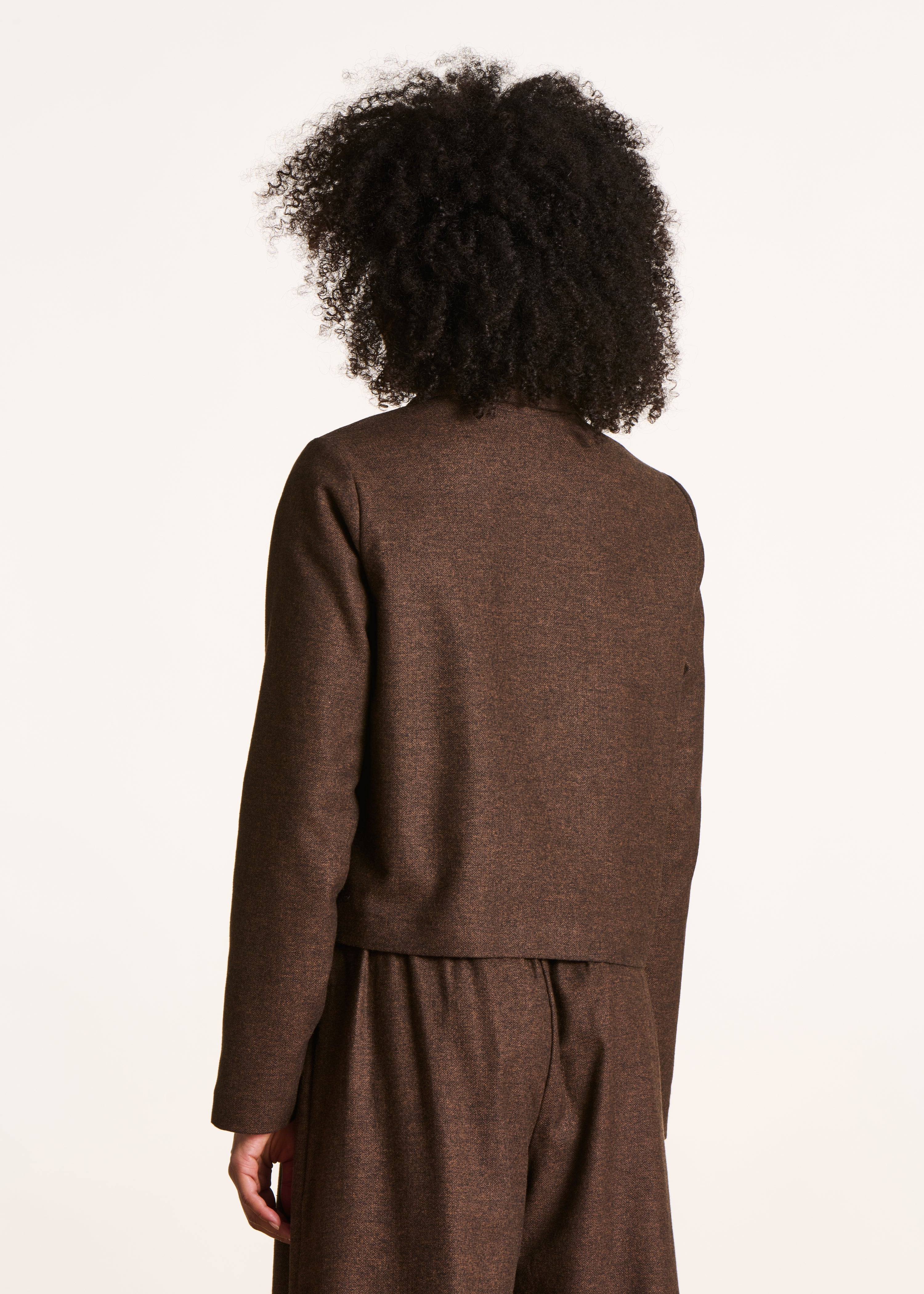Veste courte en tweed marron