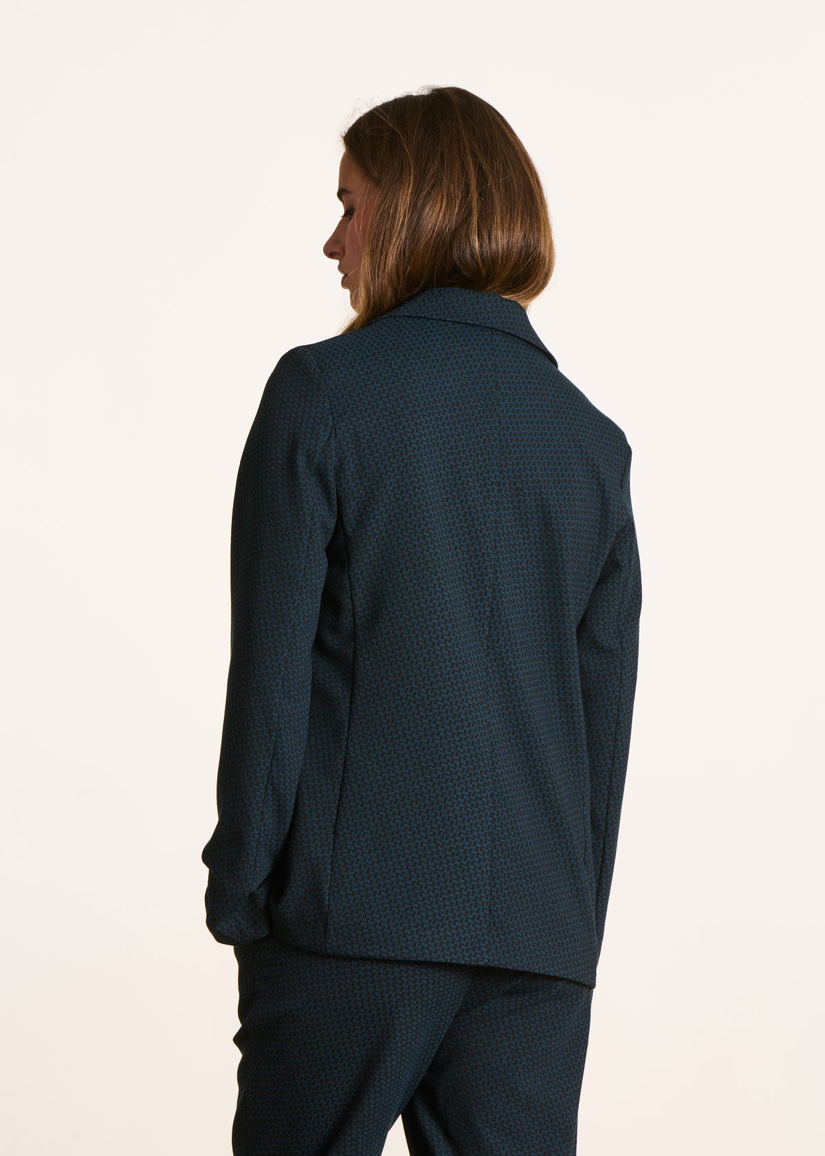 Schwarze und blaue Jacquard-Tailoring-Jacke