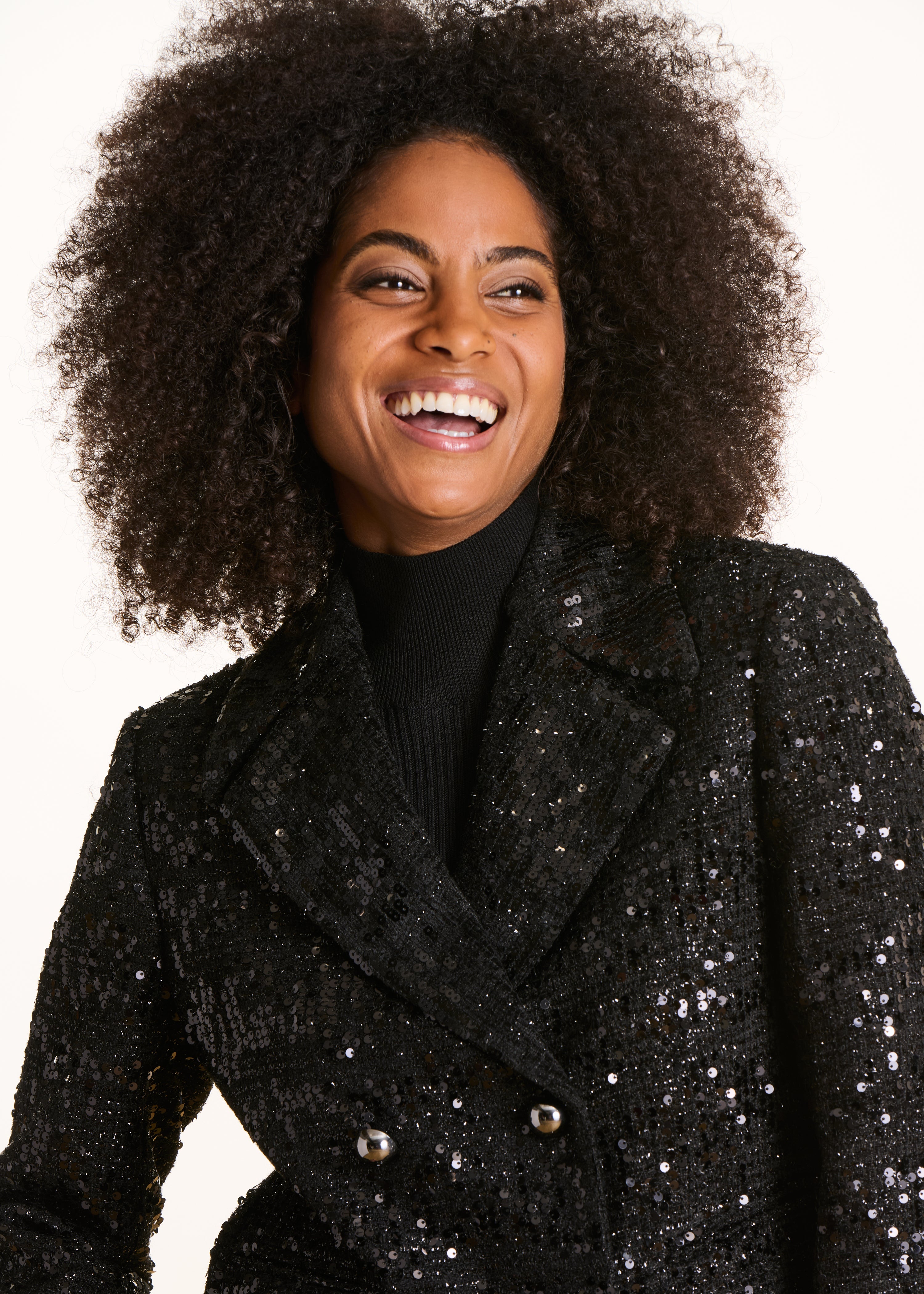 Schwarze kurze Jacke mit Pailletten