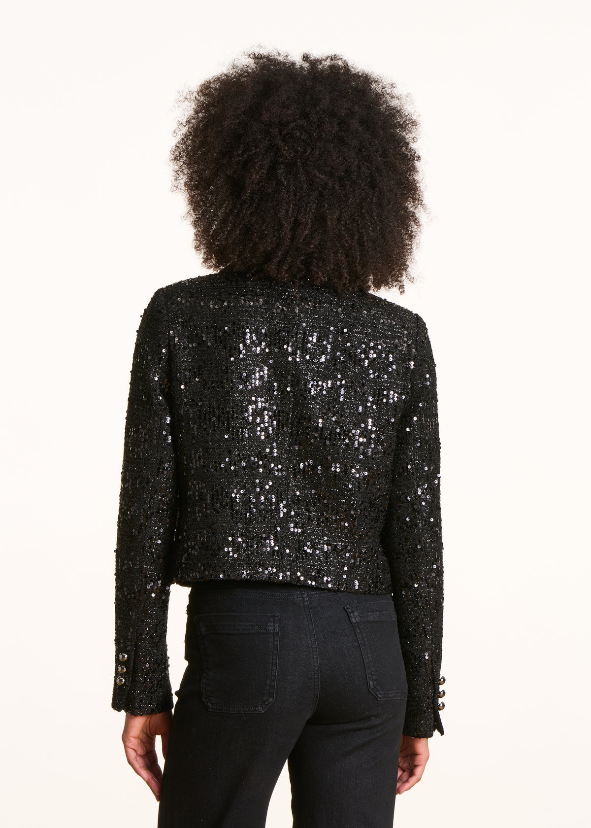 Schwarze kurze Jacke mit Pailletten