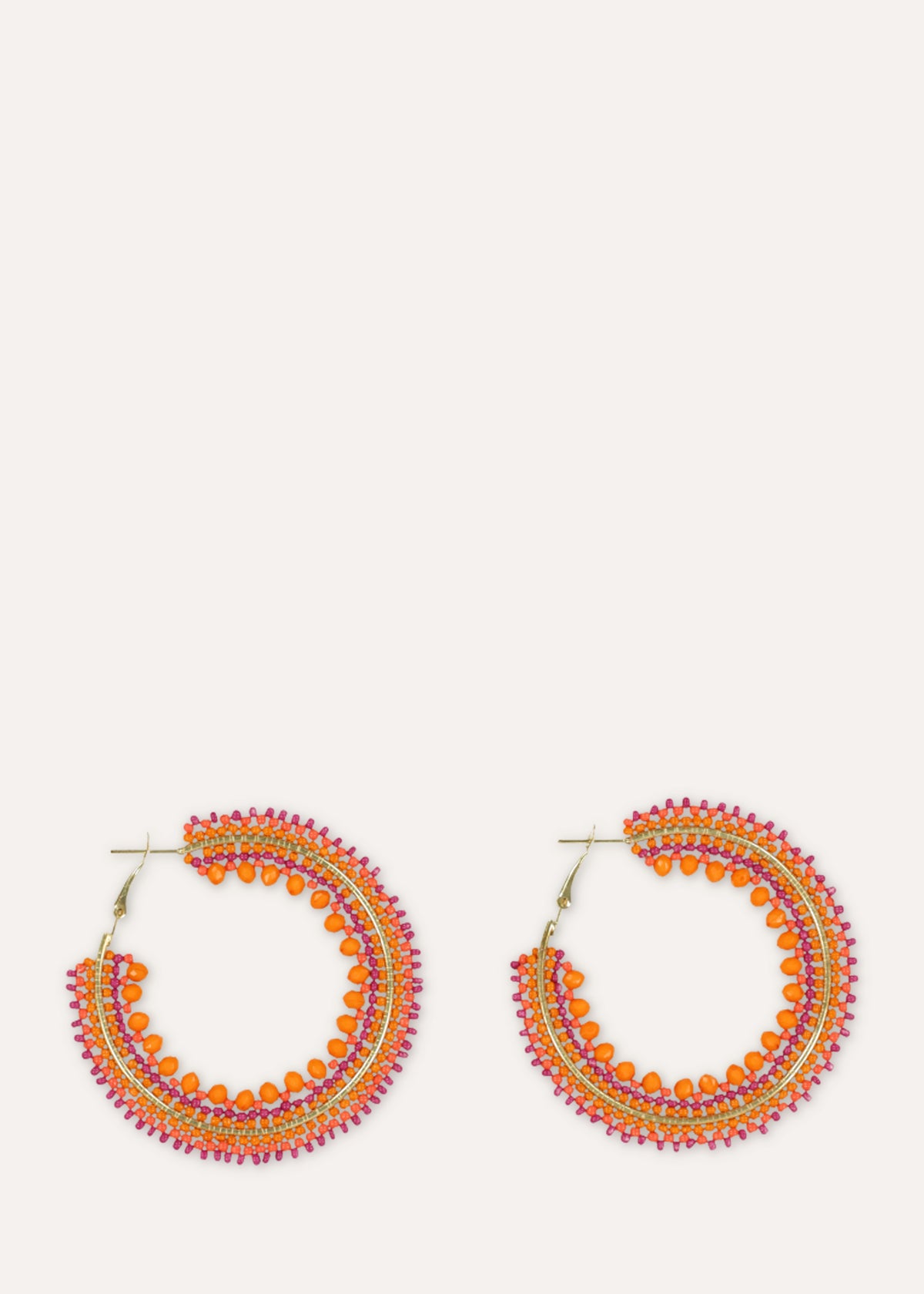 Orange pearl hoop earrings