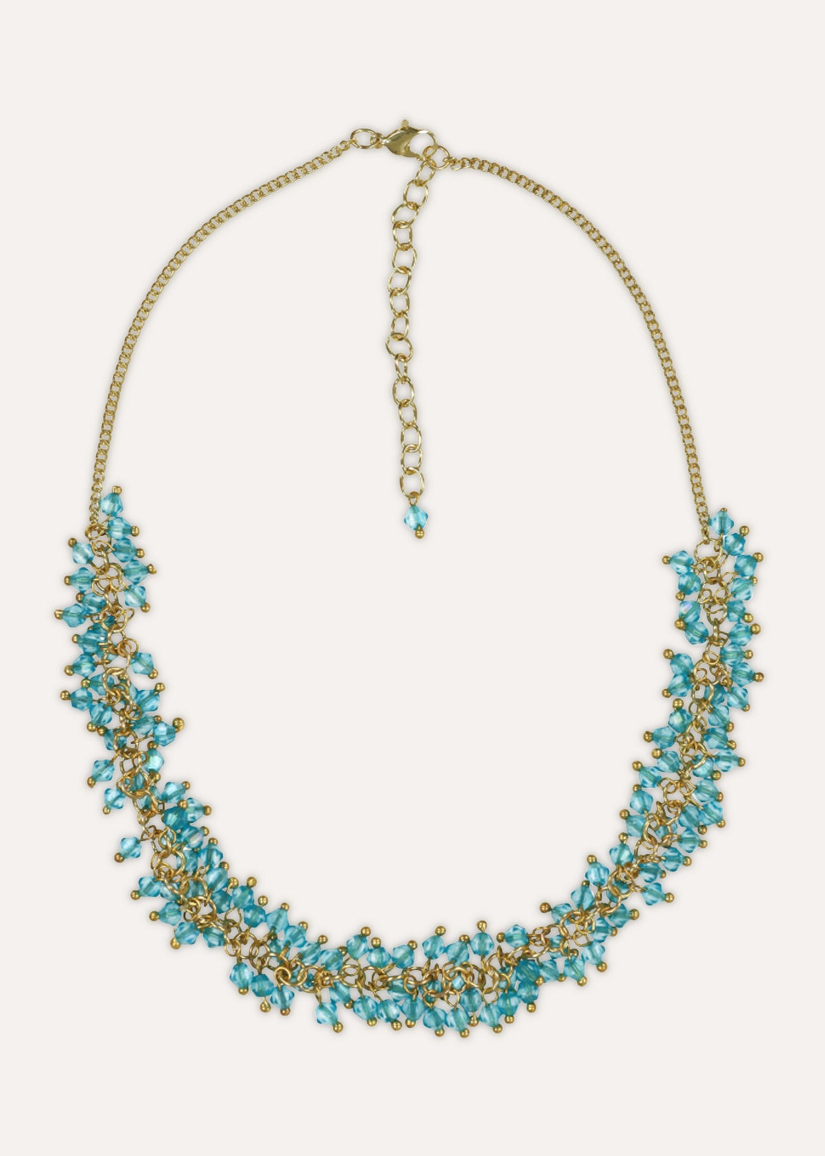 Blue Glass Bead Choker Necklace