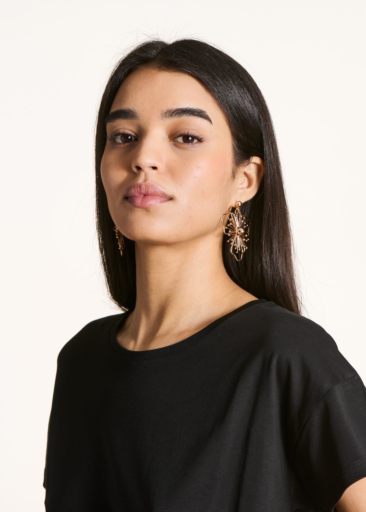 Golden Flower Drop Earrings