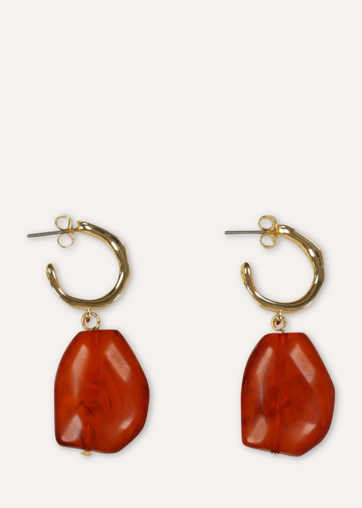 Gold and brown dangling earrings