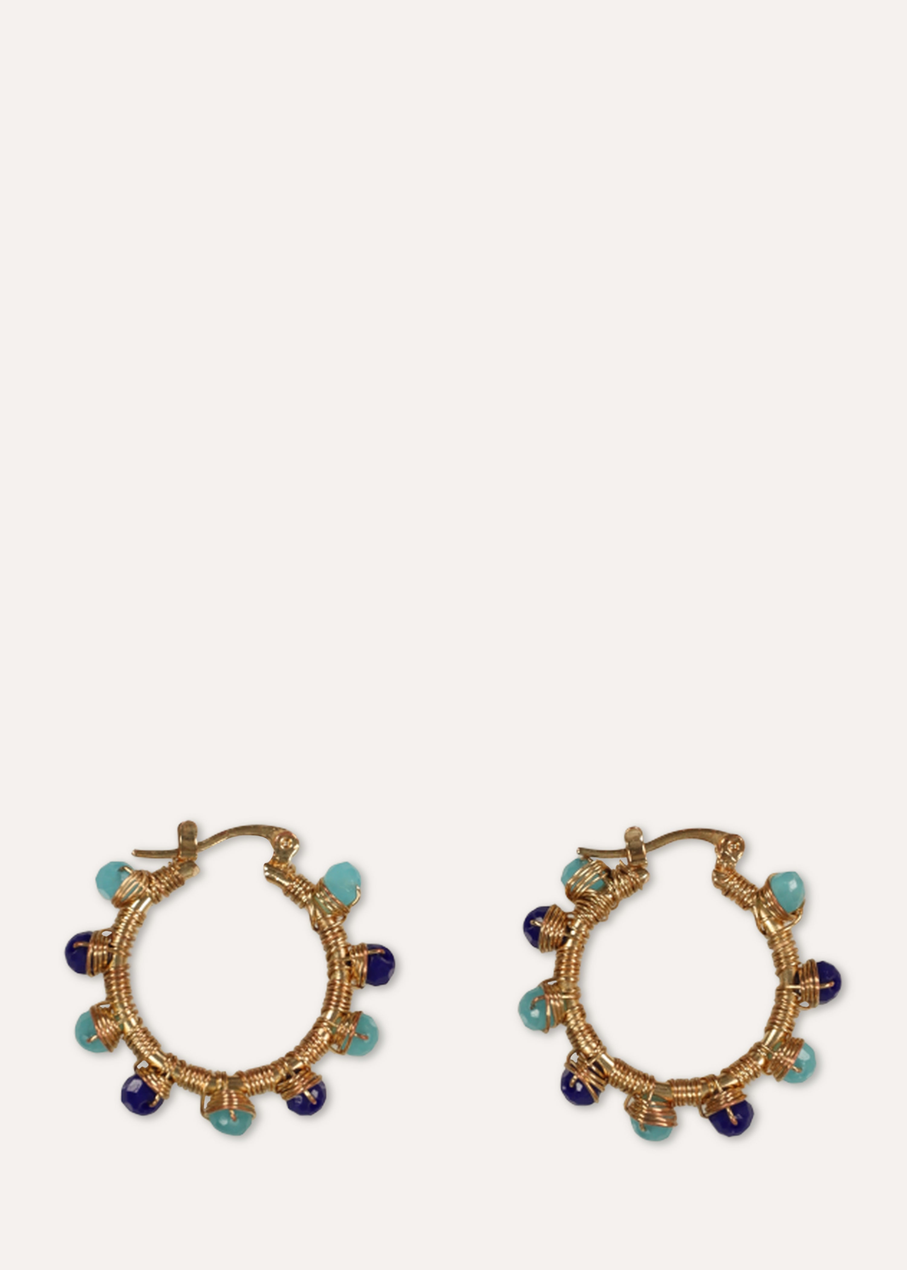 Pendientes de aro con perlas azules