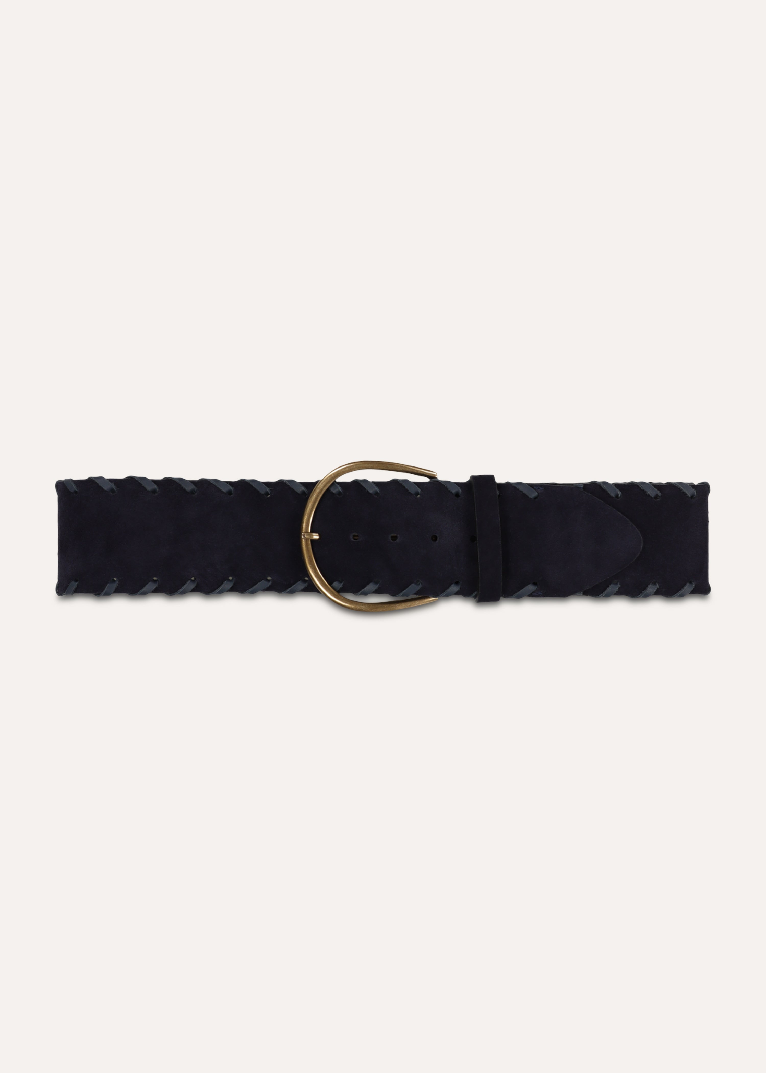 Donkere blauwe brede leren riem