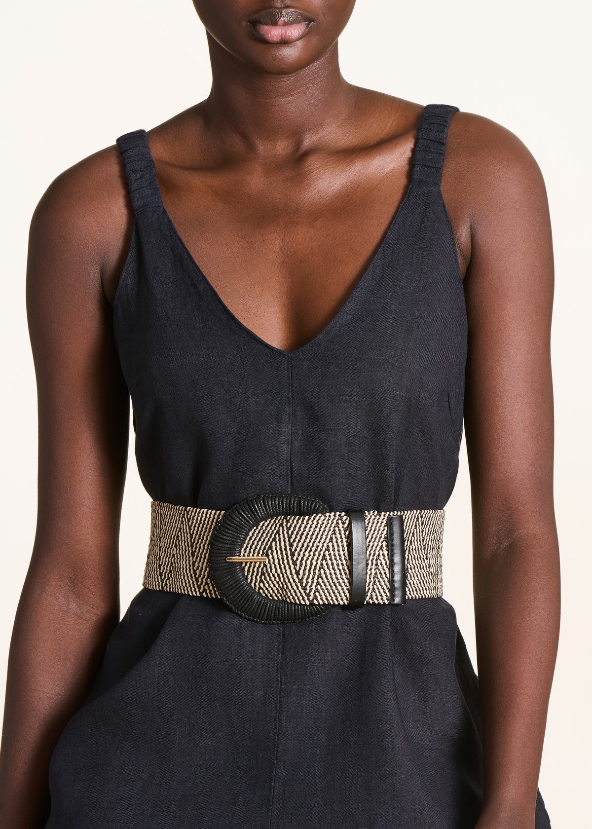 Black belt with rounded buckle
