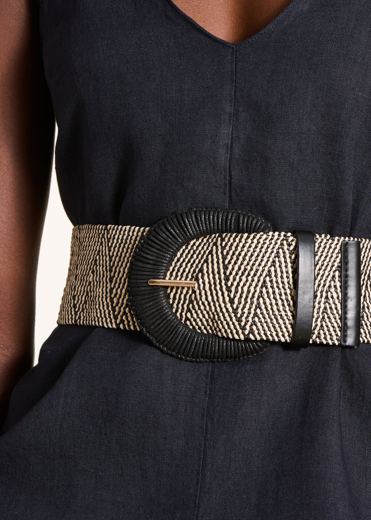 Black belt with rounded buckle