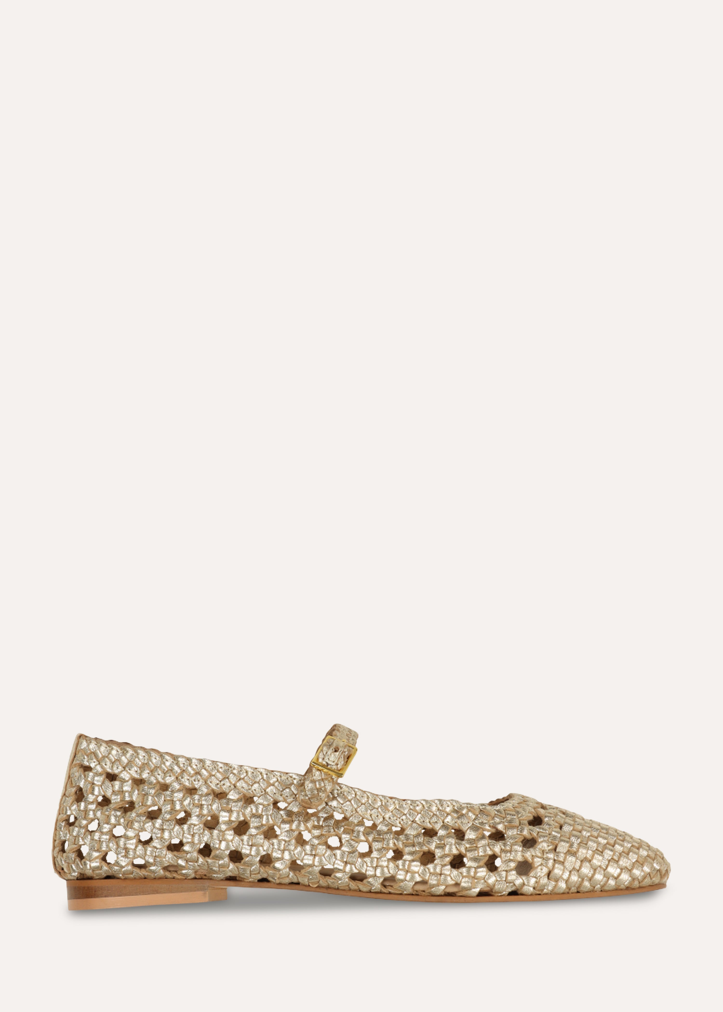 Geflochtene Ballerinas aus goldenem Leder